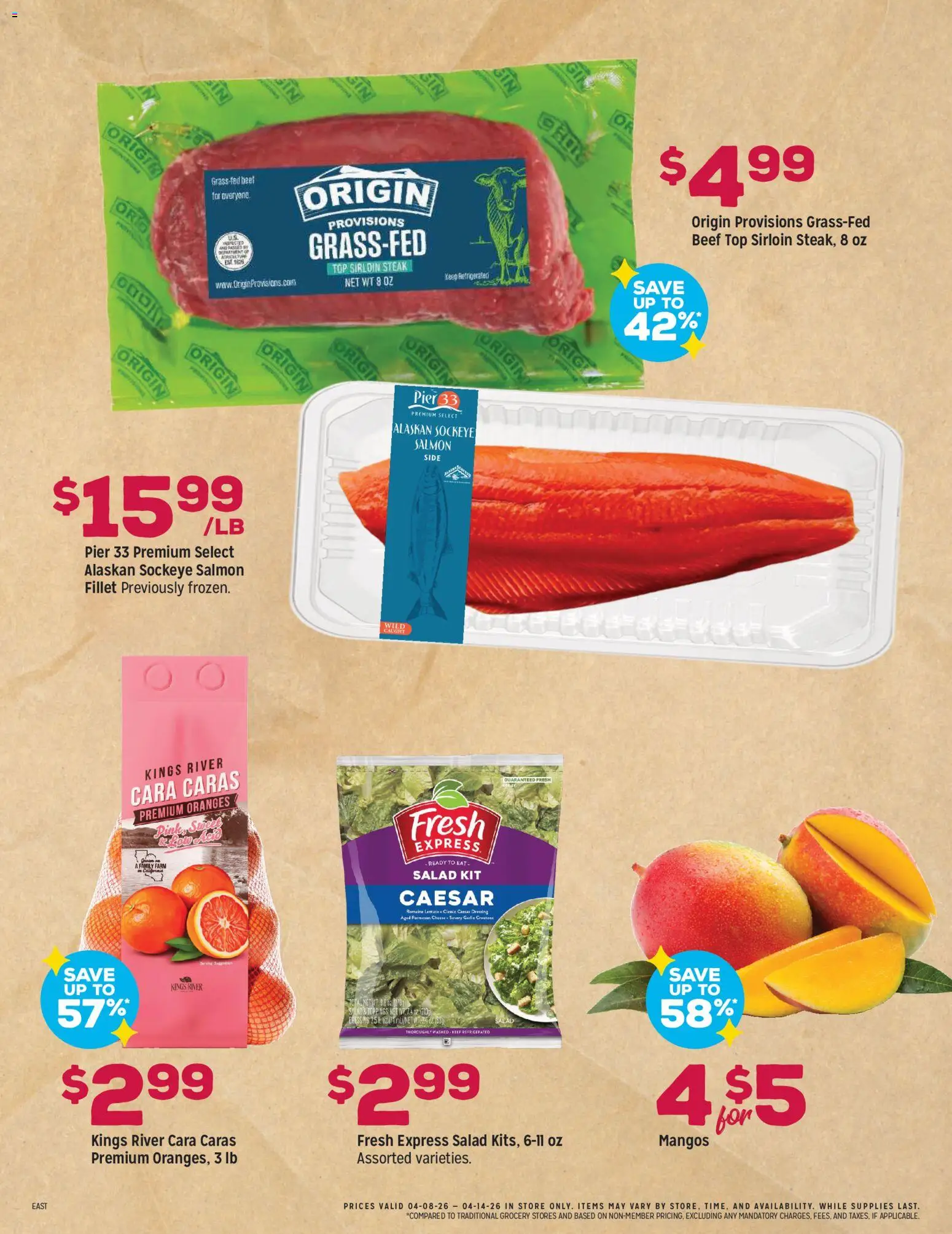 Grocery Outlet Weekly Ad - PA - valid from 08.04.2026 | Page: 2 | Products: Oranges, Beef, Salad