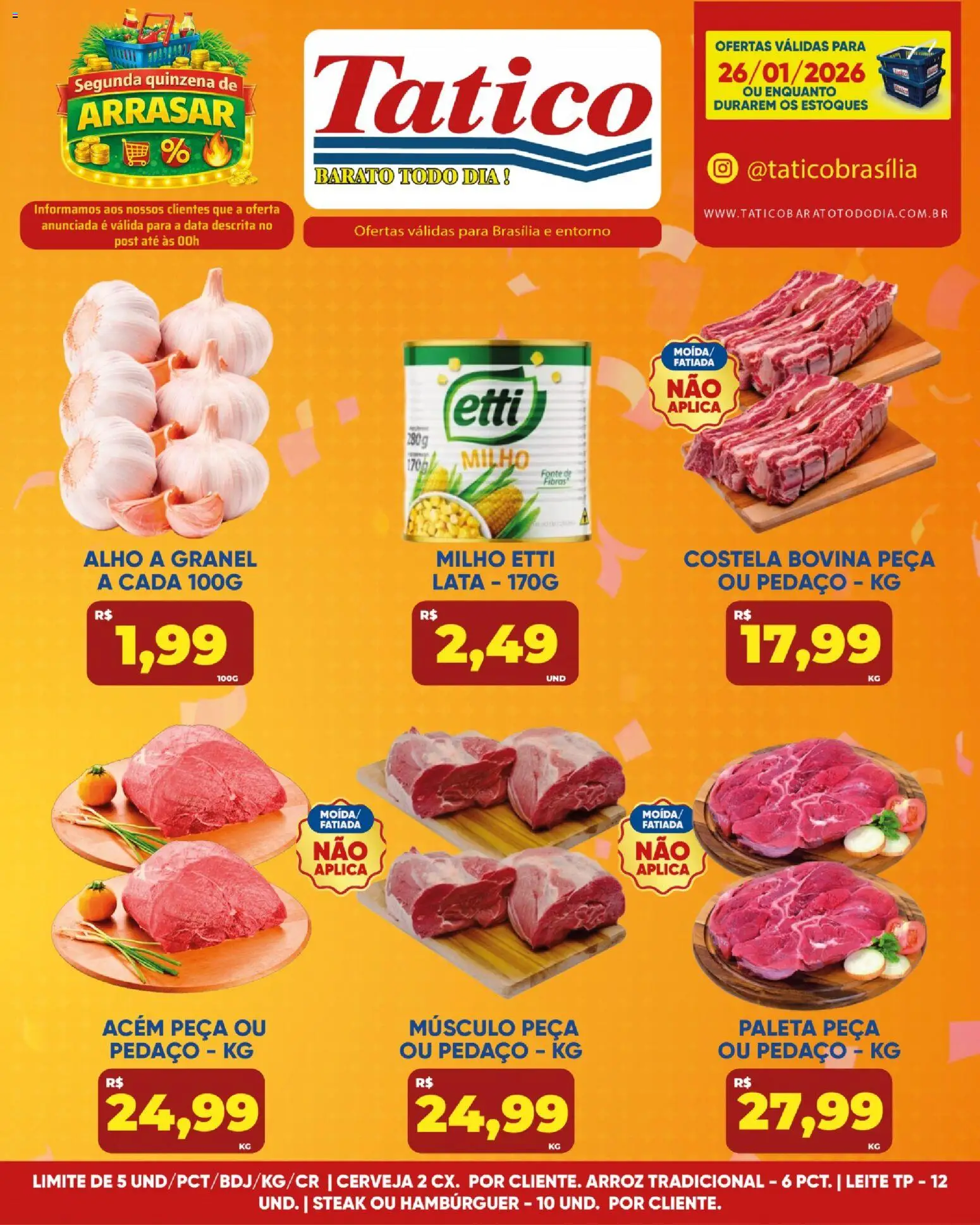 Tatico Folheto - válido de 26.01.2026 | Página: 10 | Produtos: Alho, Leite, Arroz, Hambúrguer