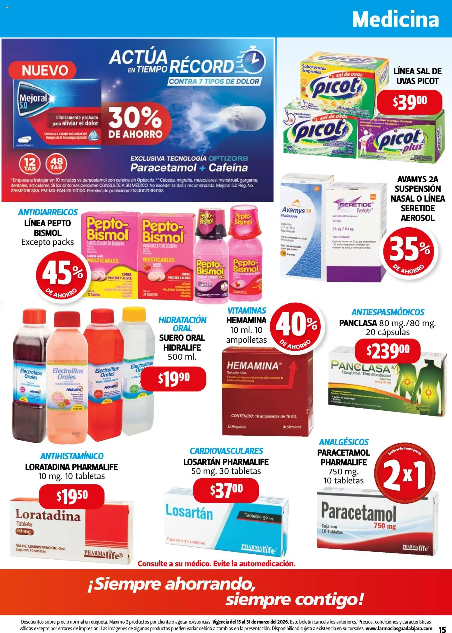 Nuevas ofertas de Farmacia Guadalajara válidas en toda la República Mexicana desde el 15.03.2026. ¡Encuentra las mejores ofertas en Farmacia Guadalajara catálogo! | Página: 15 | Productos: Frasco, Vitaminas, Caja, Sobre