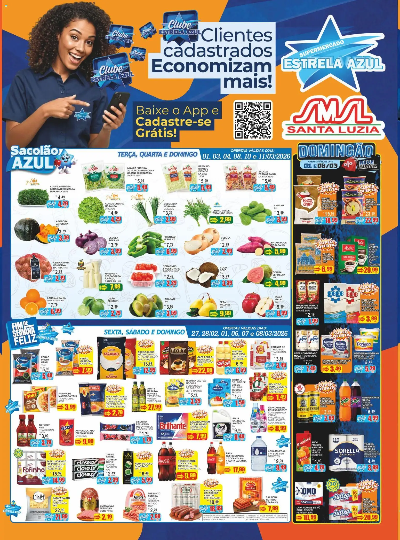 Estrela Azul Folheto - válido de 26.02.2026 | Página: 1 | Produtos: Pera, Cebola, Suco, Creme