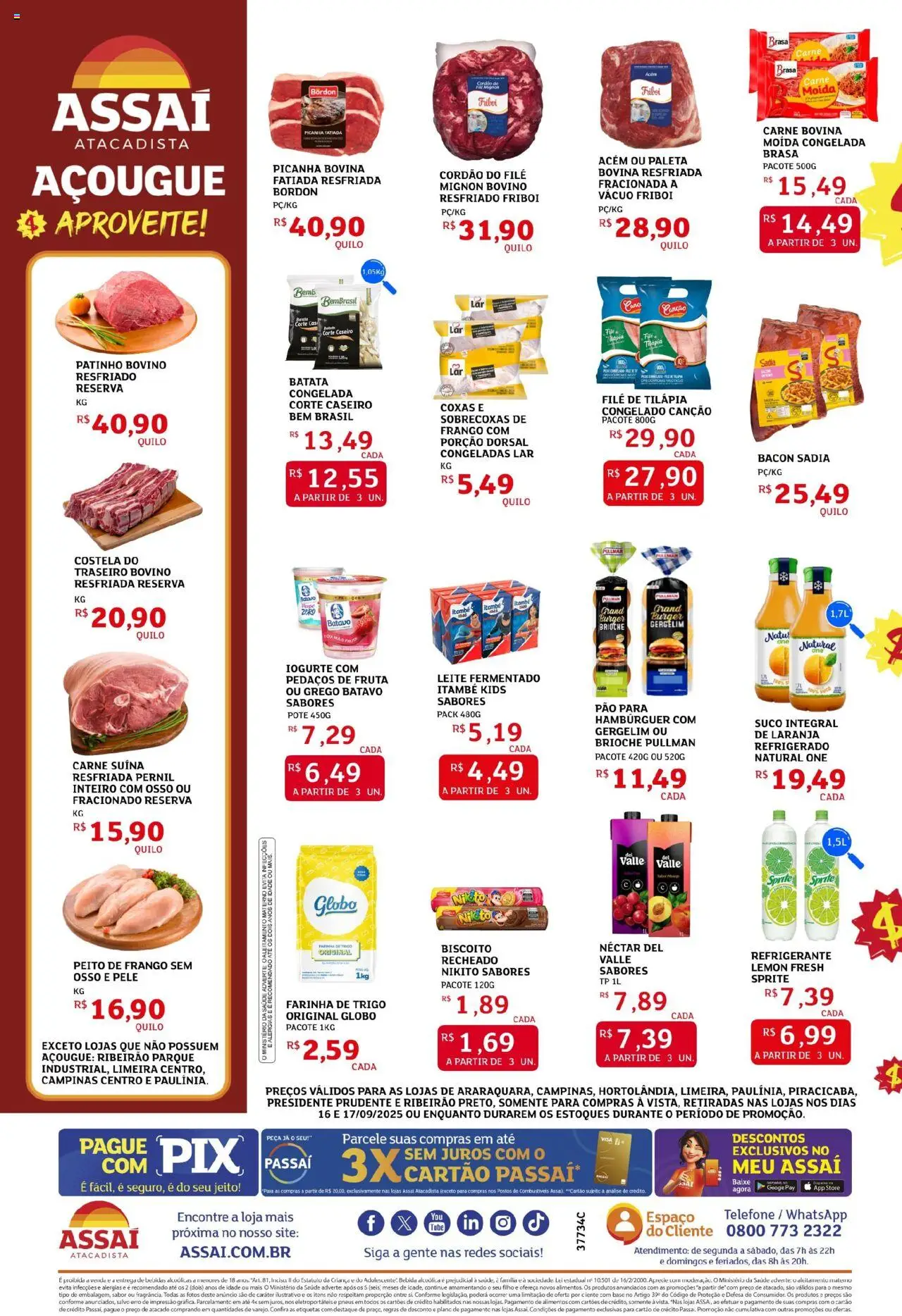 Assaí Atacadista Folheto - válido de 16.09.2025 | Página: 2 | Produtos: Leite, Pneus, Hambúrguer, Batata