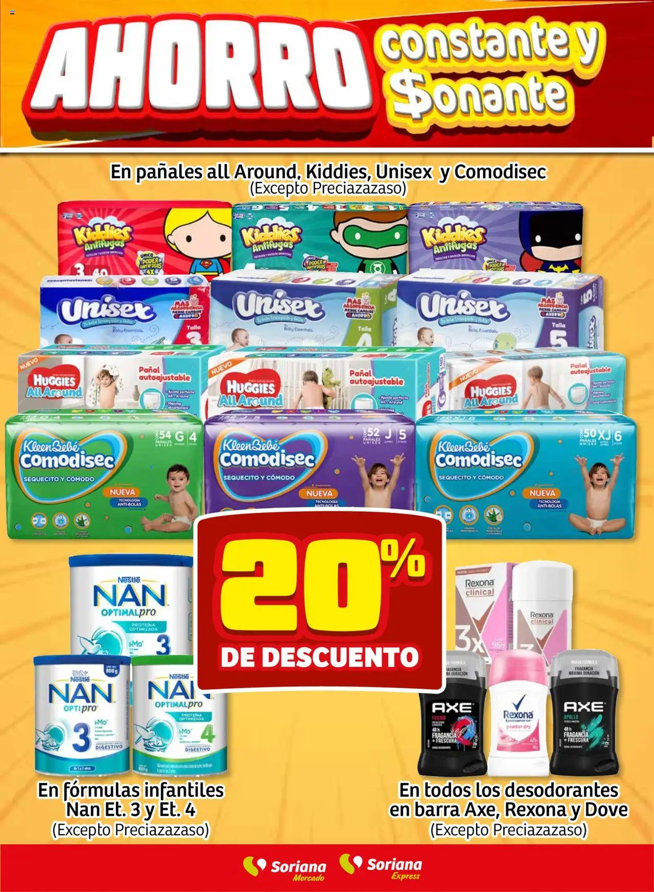 Nuevas ofertas de Soriana válidas en toda la República Mexicana desde el 02.10.2025. ¡Encuentra las mejores ofertas en Soriana - Fin de Semana Mercado: Ags, Nay, Jal, Qro, Col, Mich, Gto, Hgo, Tlax, Mor, Pue, Gro, Oax, Edo. de Mex, CDMX, Zac y SLP! | Página: 5 | Productos: Pañales, Barra, Fragancia