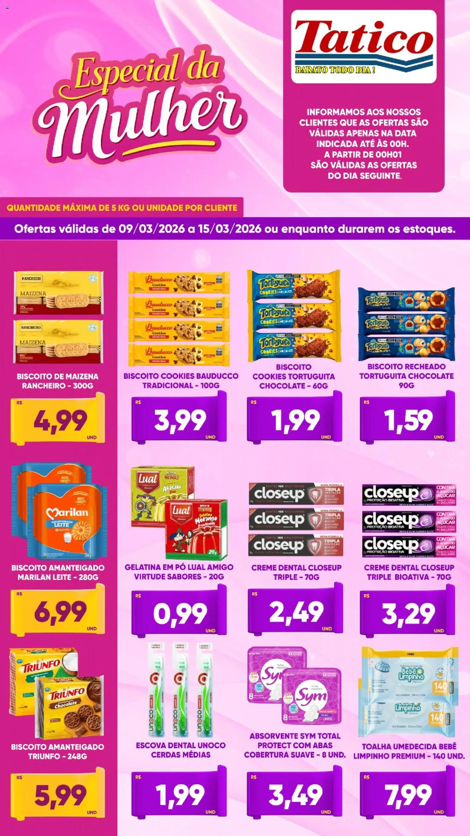 Tatico Folheto - válido de 09.03.2026 | Página: 5 | Produtos: Abacaxi, Creme, Açúcar, Biscoito recheado