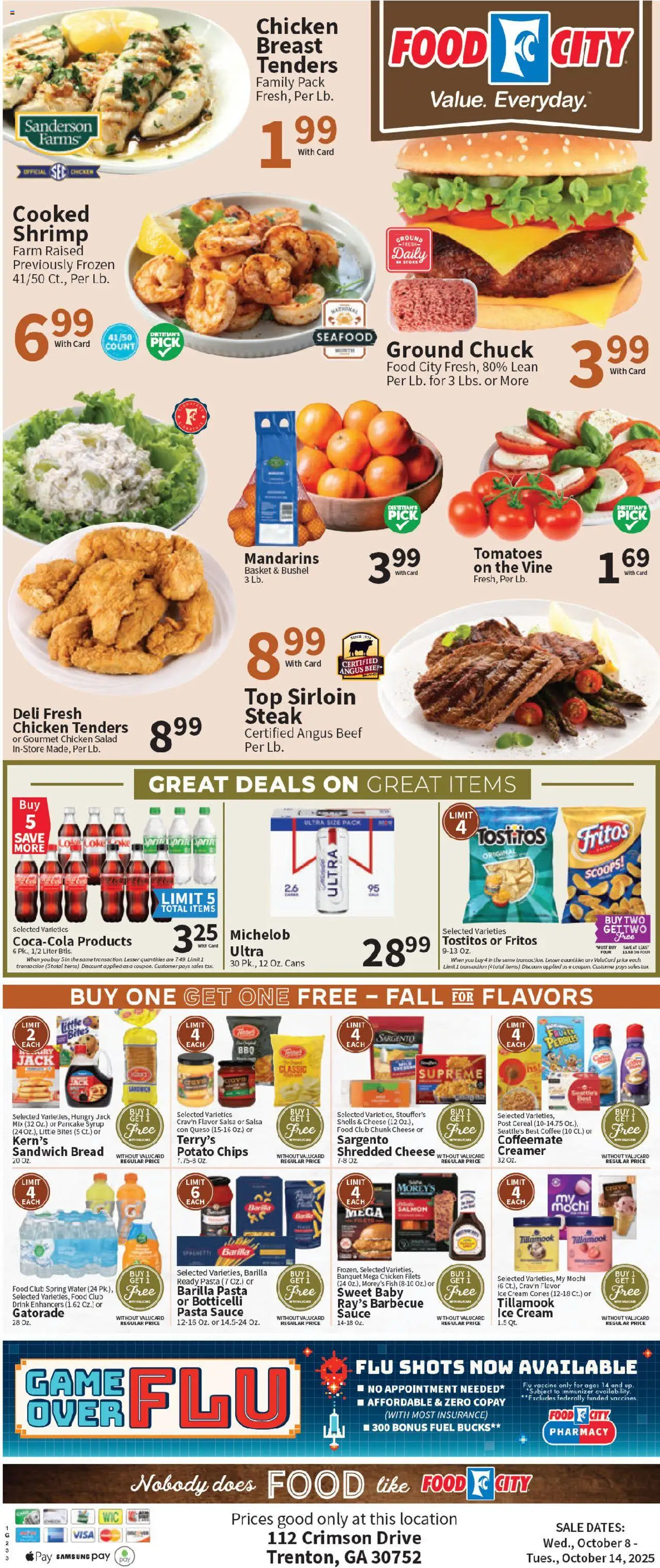 Food City Weekly Ad - valid from 08.10.2025 | Page: 5 | Products: Mandarins, Pasta, Chips, Seafood