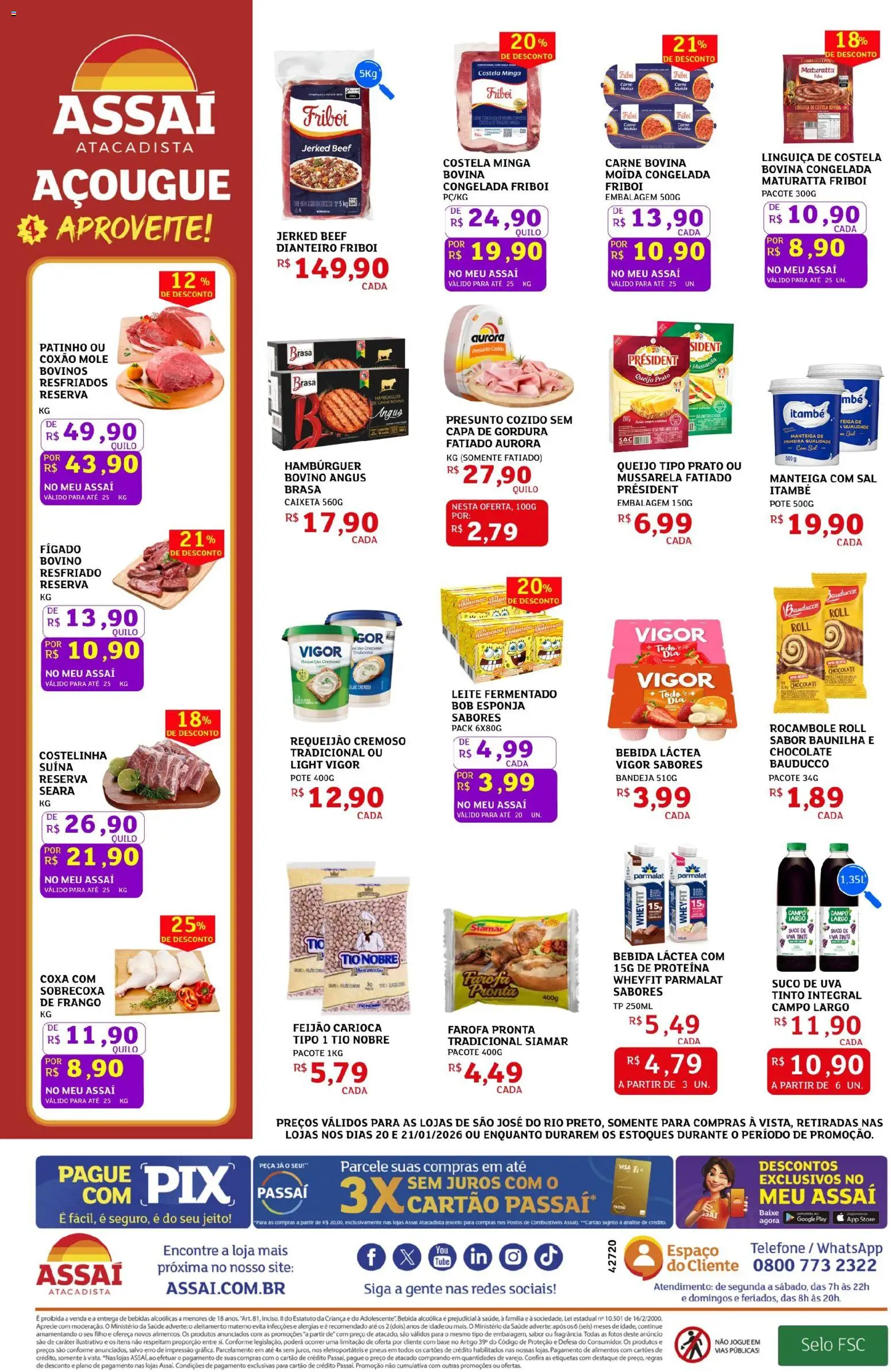 Assaí Atacadista Folheto - válido de 20.01.2026 | Página: 2 | Produtos: Feijão, Linguiça, Presunto, Bebida