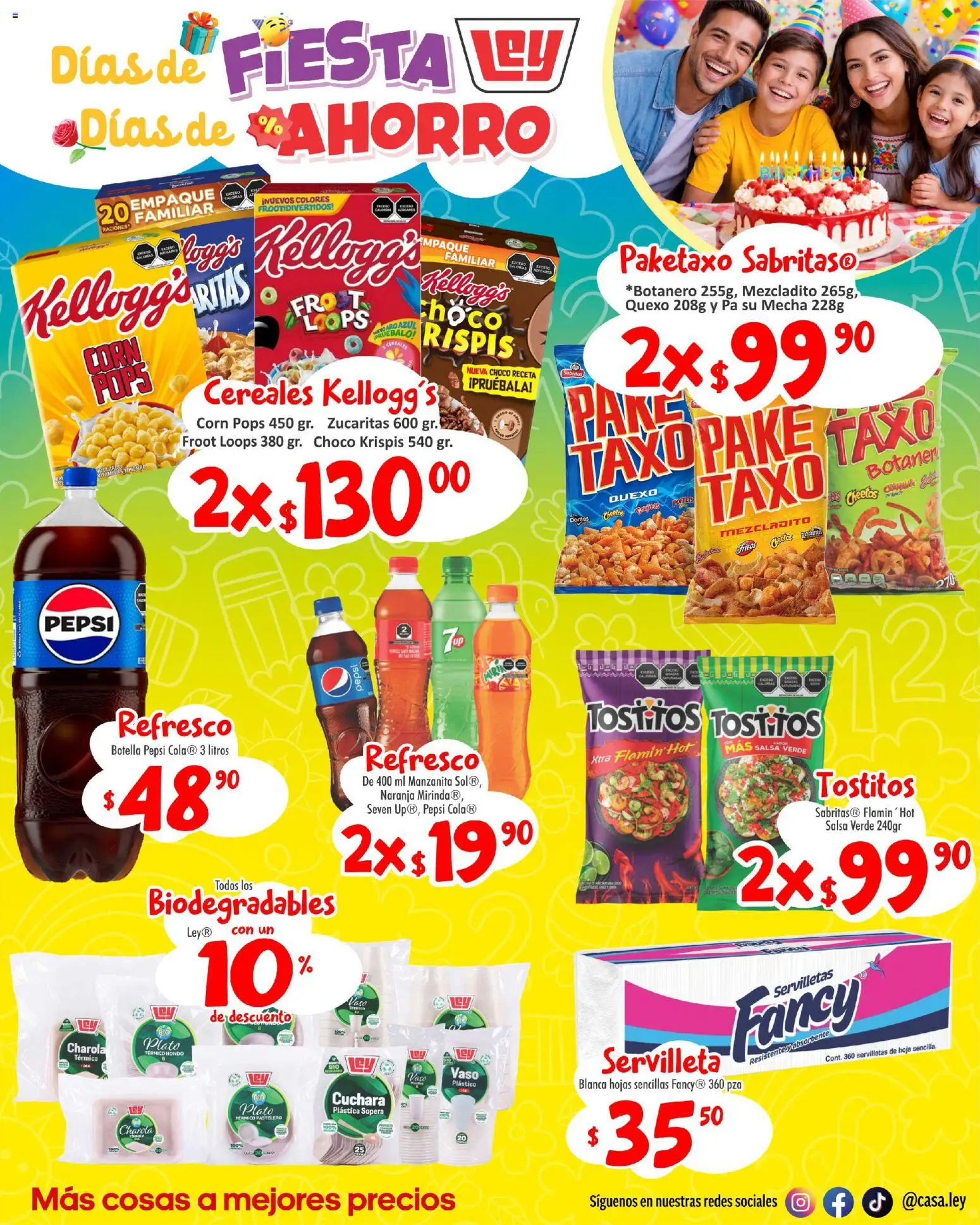 Nuevas ofertas de Casa Ley válidas en toda la República Mexicana desde el 18.04.2026. ¡Encuentra las mejores ofertas en  Casa Ley folleto Interior suple Día del Niño! | Página: 5 | Productos: Cereales, Botella, Cuchara, Servilletas
