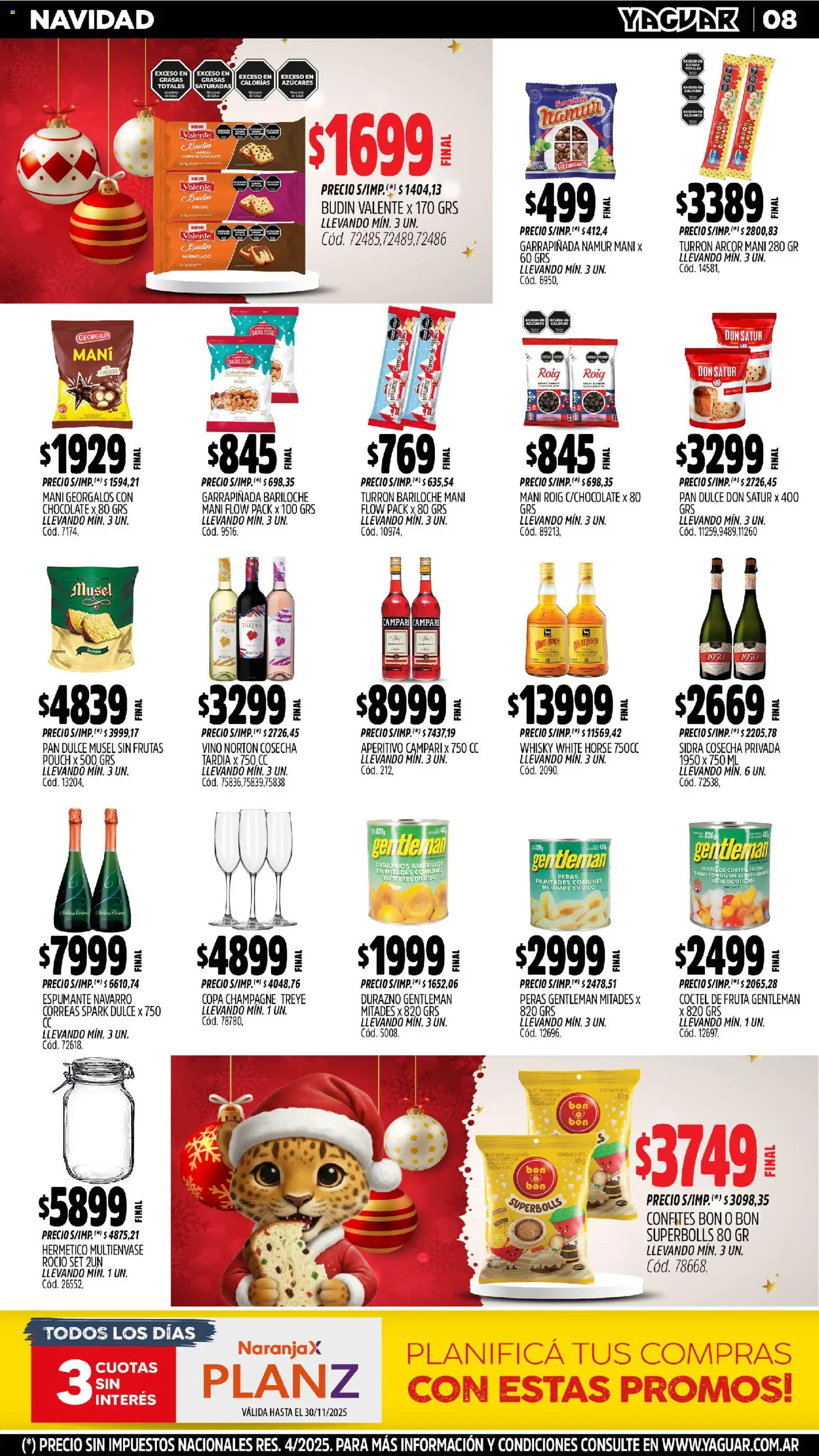 Yaguar - Santa Fe │ válido desde el 17.11.2025 | Página: 8 | Productos: Durazno, Mani, Champagne, Pan