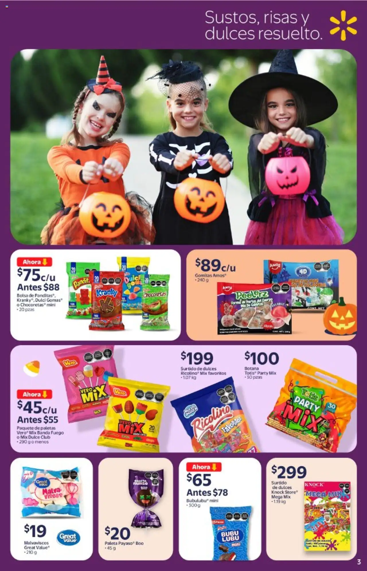 Nuevas ofertas de Walmart válidas en toda la República Mexicana desde el 14.10.2025. ¡Encuentra las mejores ofertas en Walmart - Folleto Halloween! | Página: 3 | Productos: Paleta, Bolsa, Dulces, Gomitas