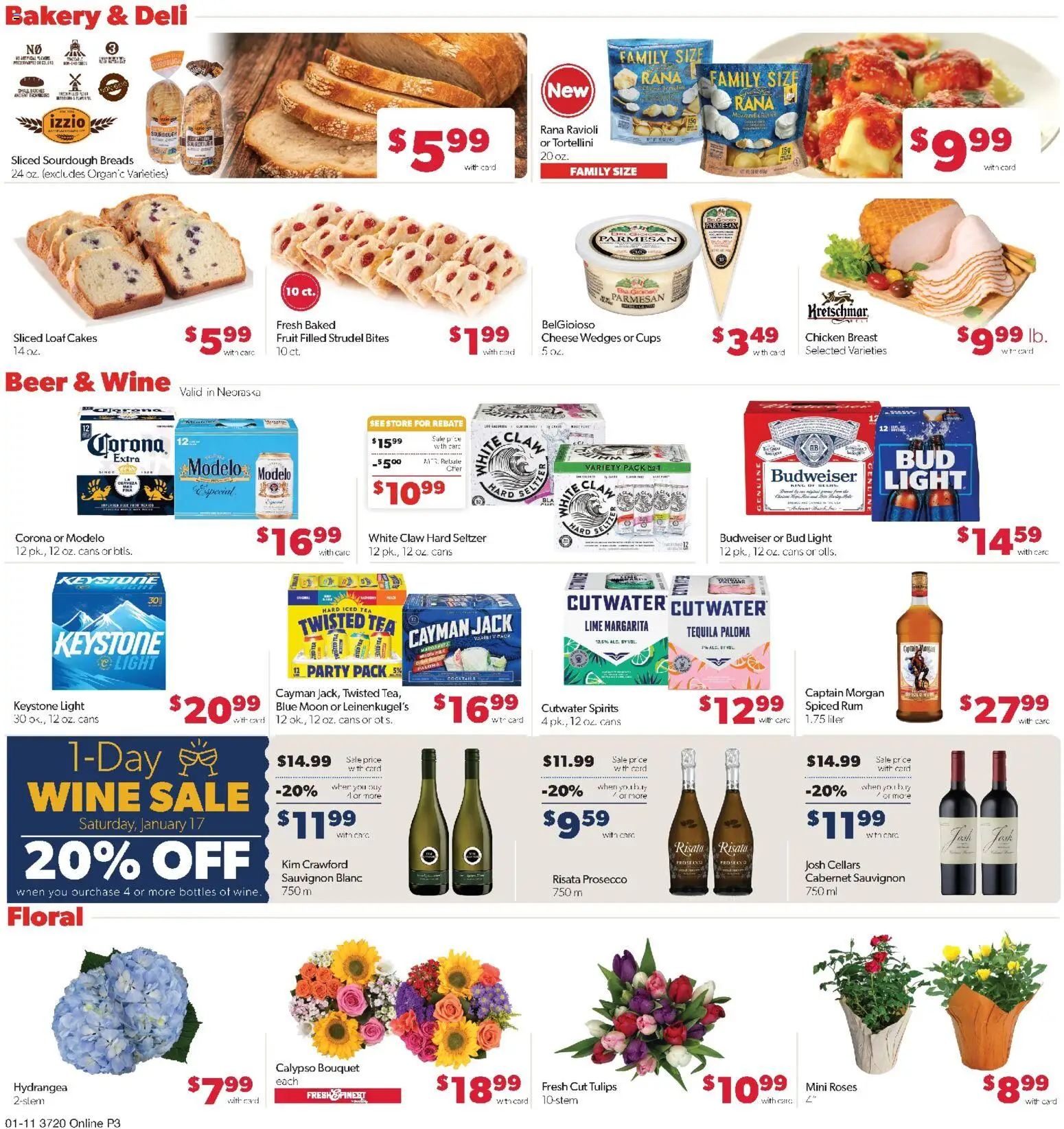 Family Fare Weekly Ad - NE - valid from 11.01.2026 | Page: 8 | Products: Cheese, Wine, Beer, Lime