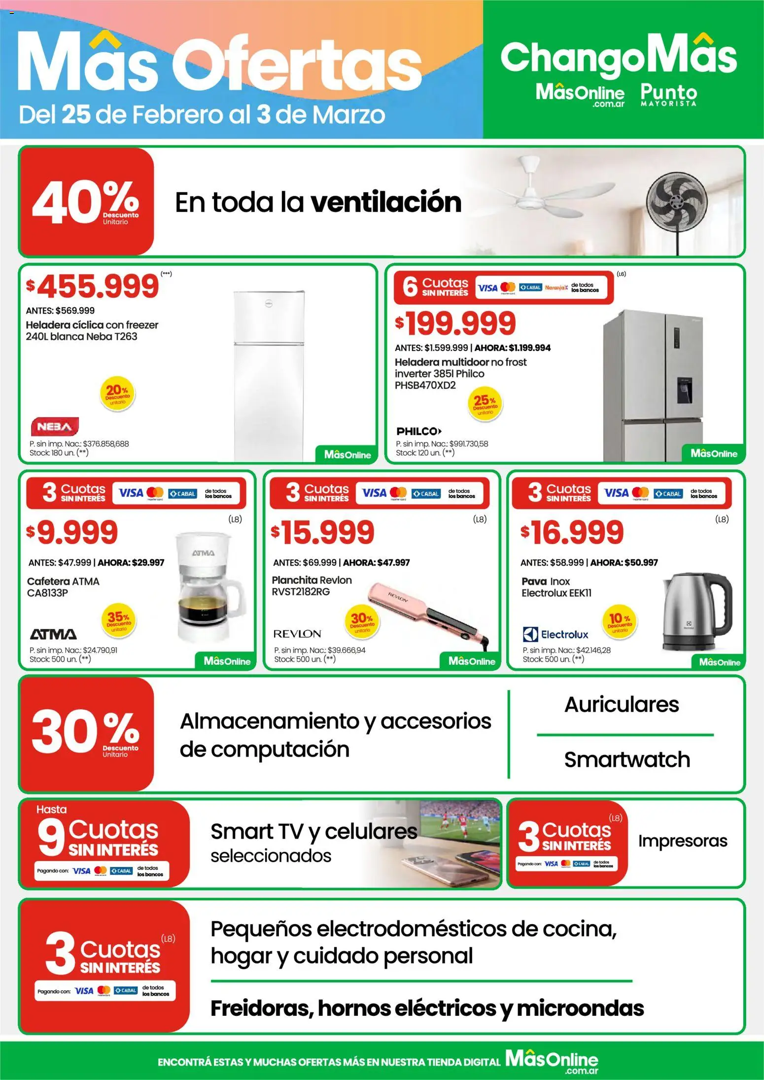 Changomas ofertas │ válido desde el 25.02.2026 | Página: 13 | Productos: Pava, Heladera, Microondas, Freezer