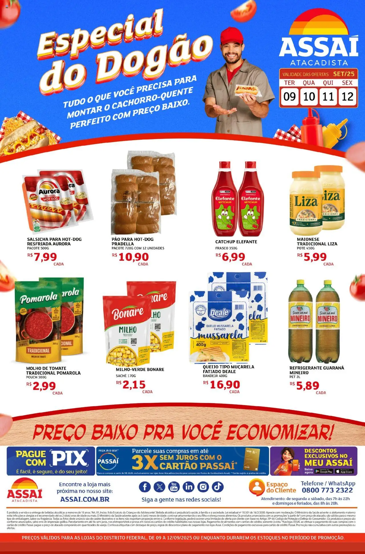Assaí Atacadista Folheto - válido de 09.09.2025 | Página: 1 | Produtos: Molho de tomate, Pneus, Ketchup, Telefone