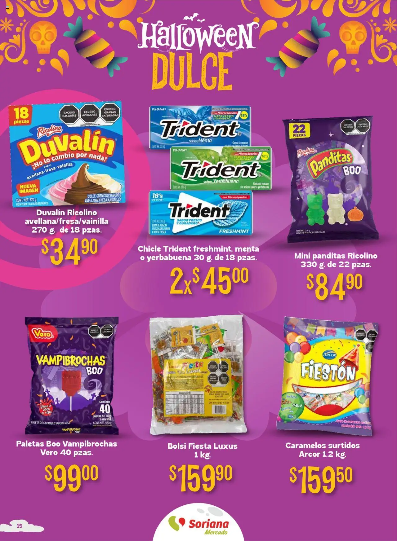 Nuevas ofertas de Soriana válidas en toda la República Mexicana desde el 25.09.2025. ¡Encuentra las mejores ofertas en Soriana - Halloween y Día de Muertos Mercado Nacional! | Página: 15 | Productos: Fresa, Paleta, Chicle, Té