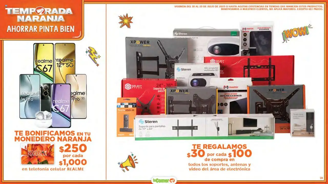 Nuevas ofertas de La Comer válidas en toda la República Mexicana desde el 18.07.2025. ¡Encuentra las mejores ofertas en La Comer - Folleto! | Página: 31 | Productos: Pantallas, Proyector, Té, Video