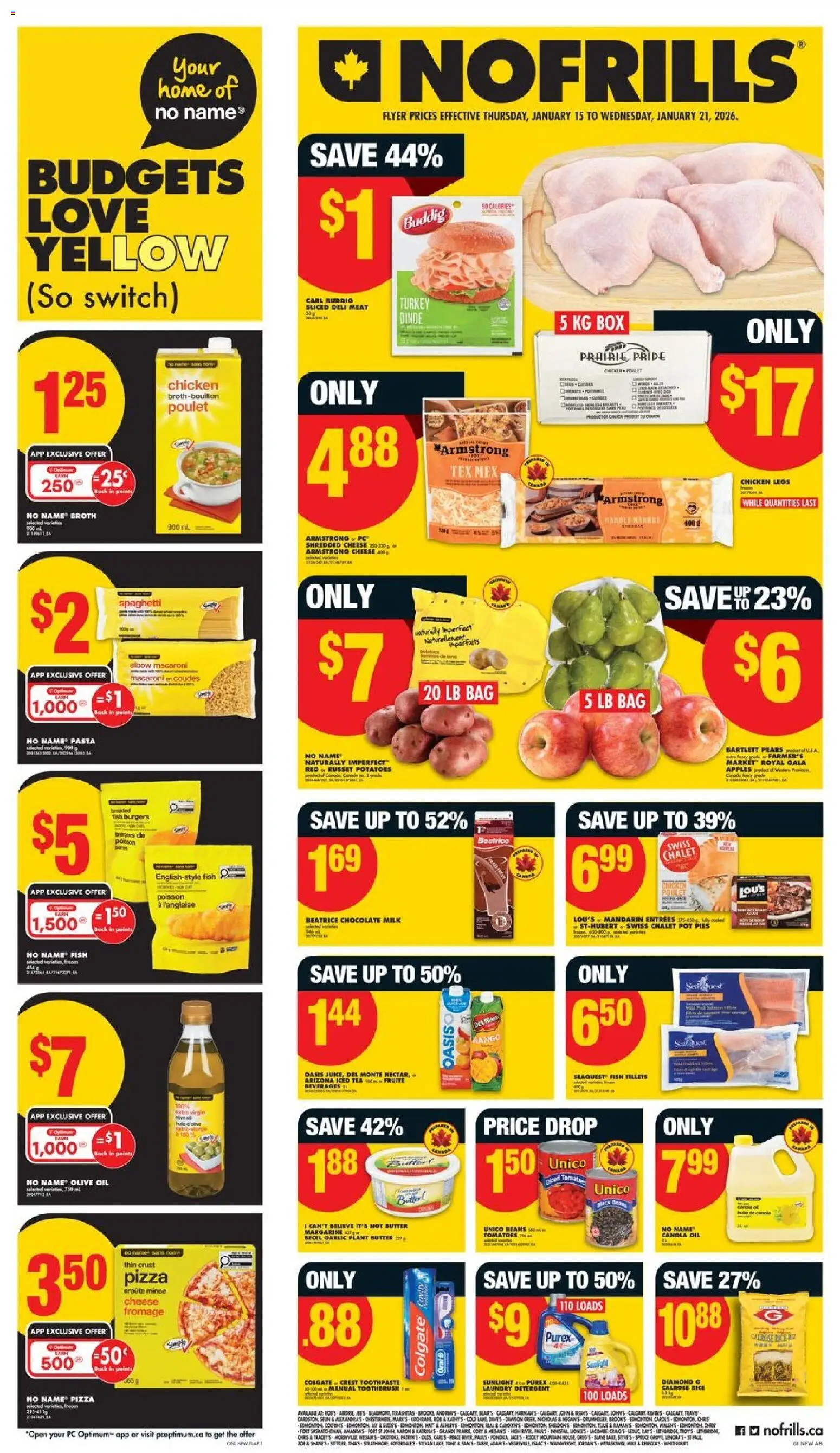 No Frills flyer valid from 15.01.2026 | Page: 1 | Products: Rice, Box, Butter, Juice
