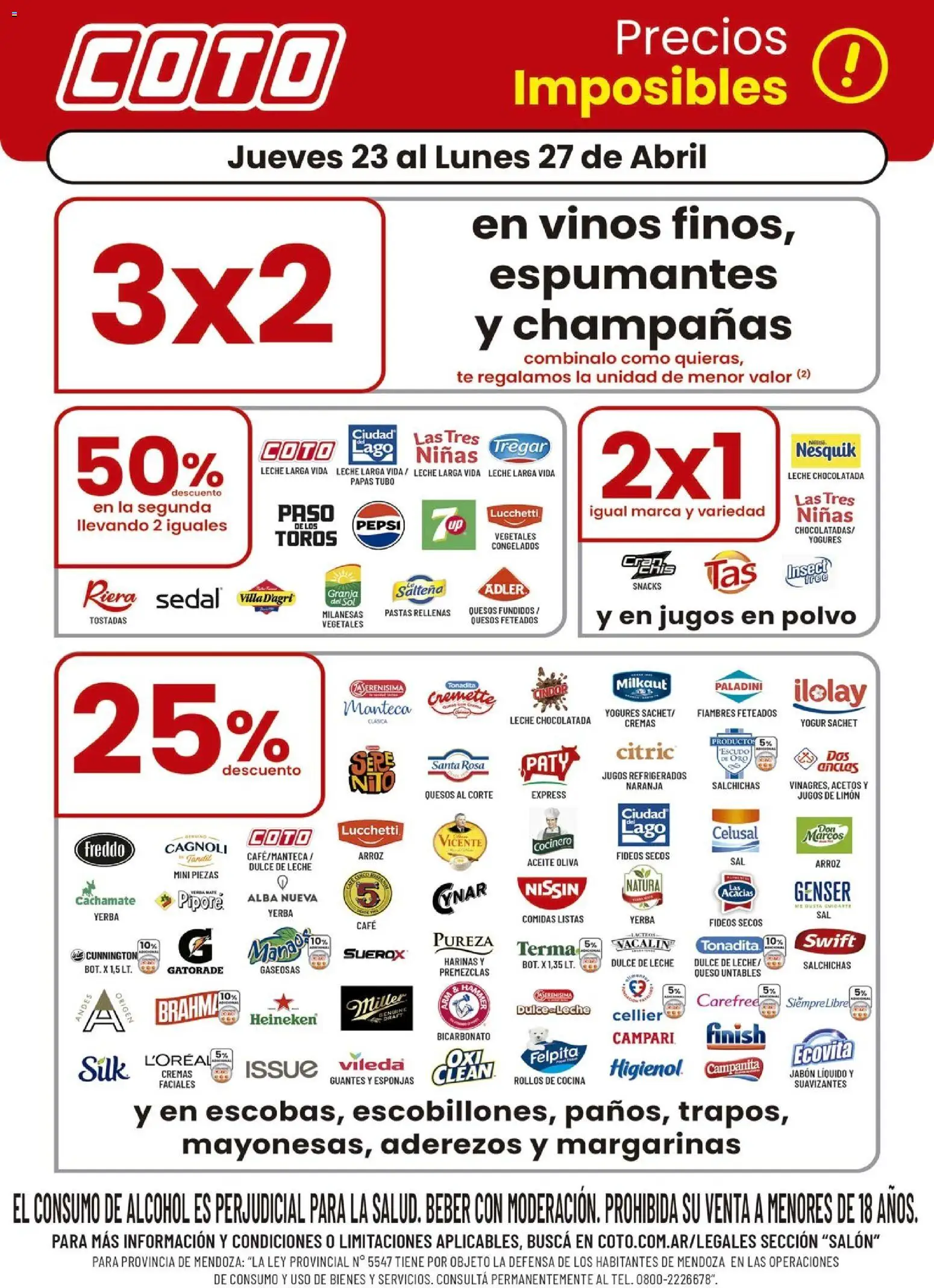 Coto - Salon B │ válido desde el 23.04.2026 | Página: 1 | Productos: Jabón líquido, Chocolatada, Té, Guantes