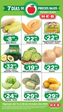 Vista previa de H-E-B - Folleto Precios Bajos, nuevo folleto de la tienda, válido en México a partir del 14.10.2025