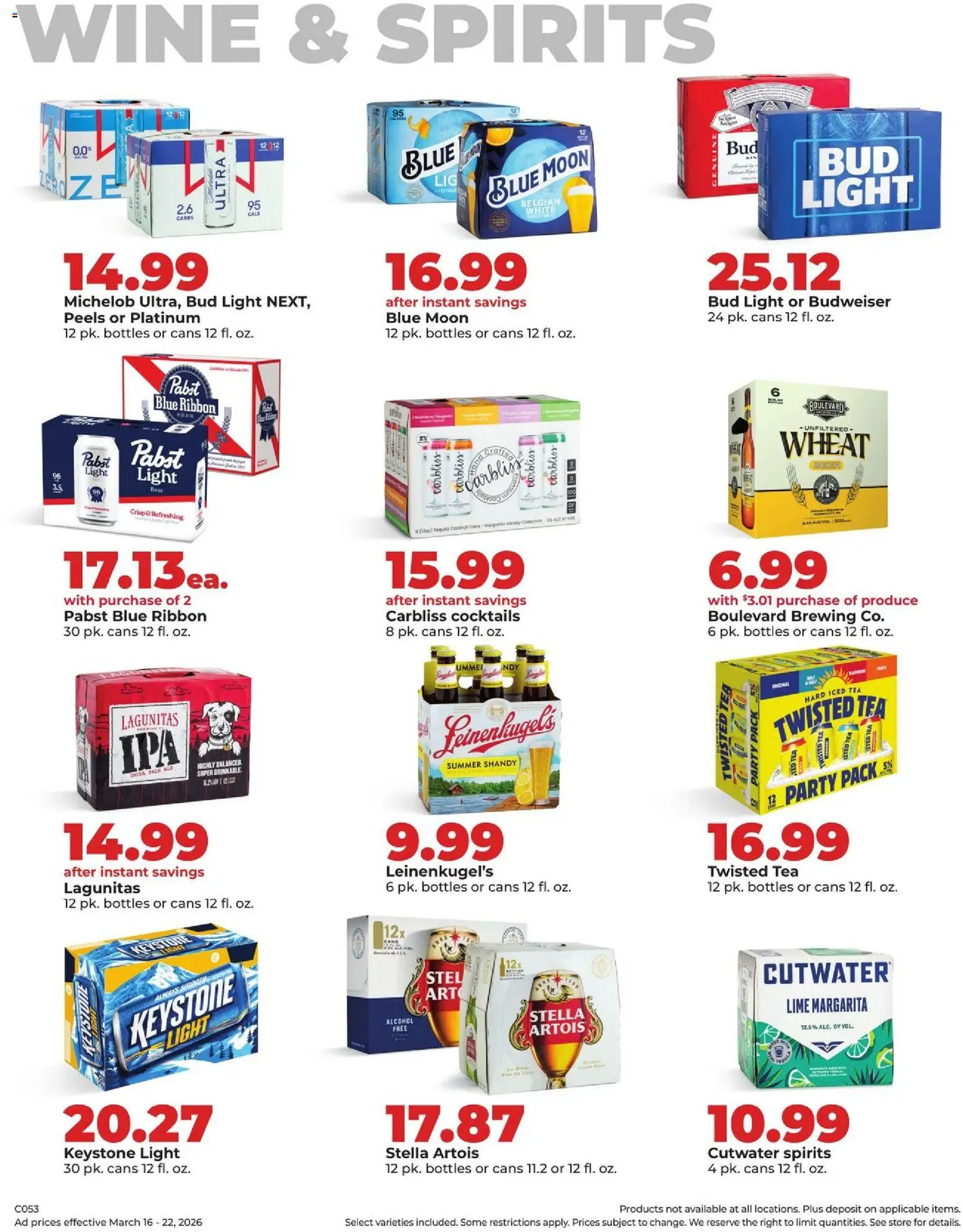 HyVee Weekly Ad - valid from 16.03.2026 | Page: 34 | Products: Wine, Beer, Tea, Lime