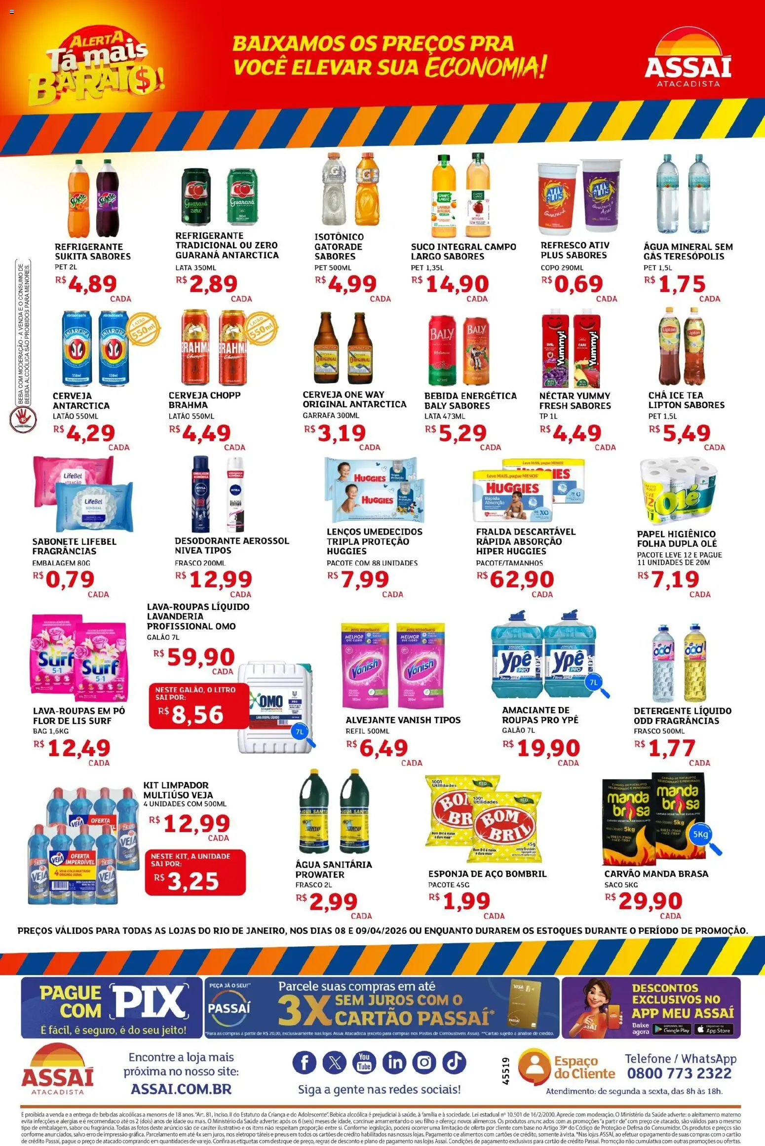 Assaí Atacadista Folheto - válido de 08.04.2026 | Página: 2 | Produtos: Gatorade, Chá, Telefone, Amaciante