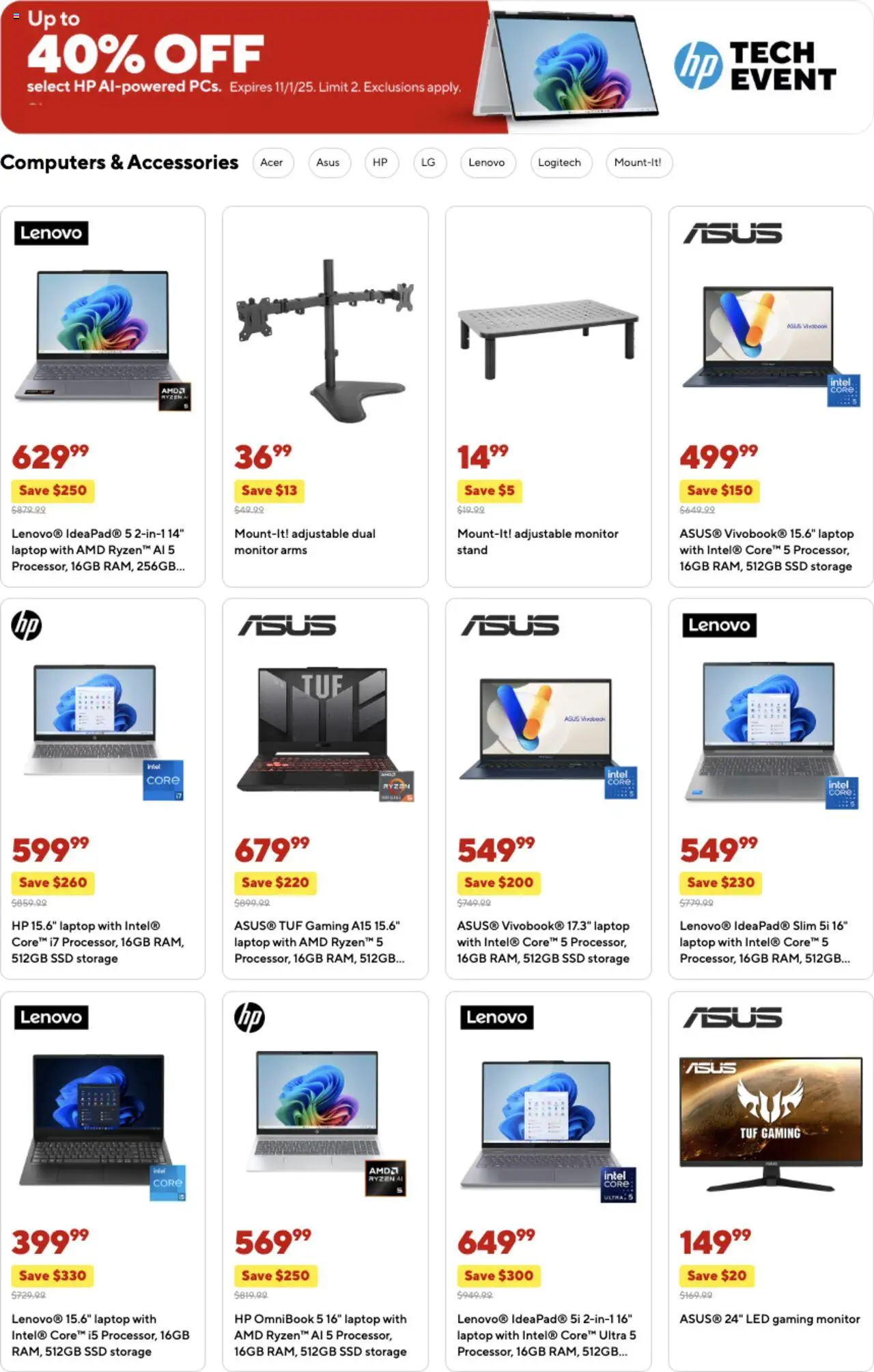 Staples Weekly Ad - valid from 28.09.2025 | Page: 8 | Products: Monitor, Laptop, SSD