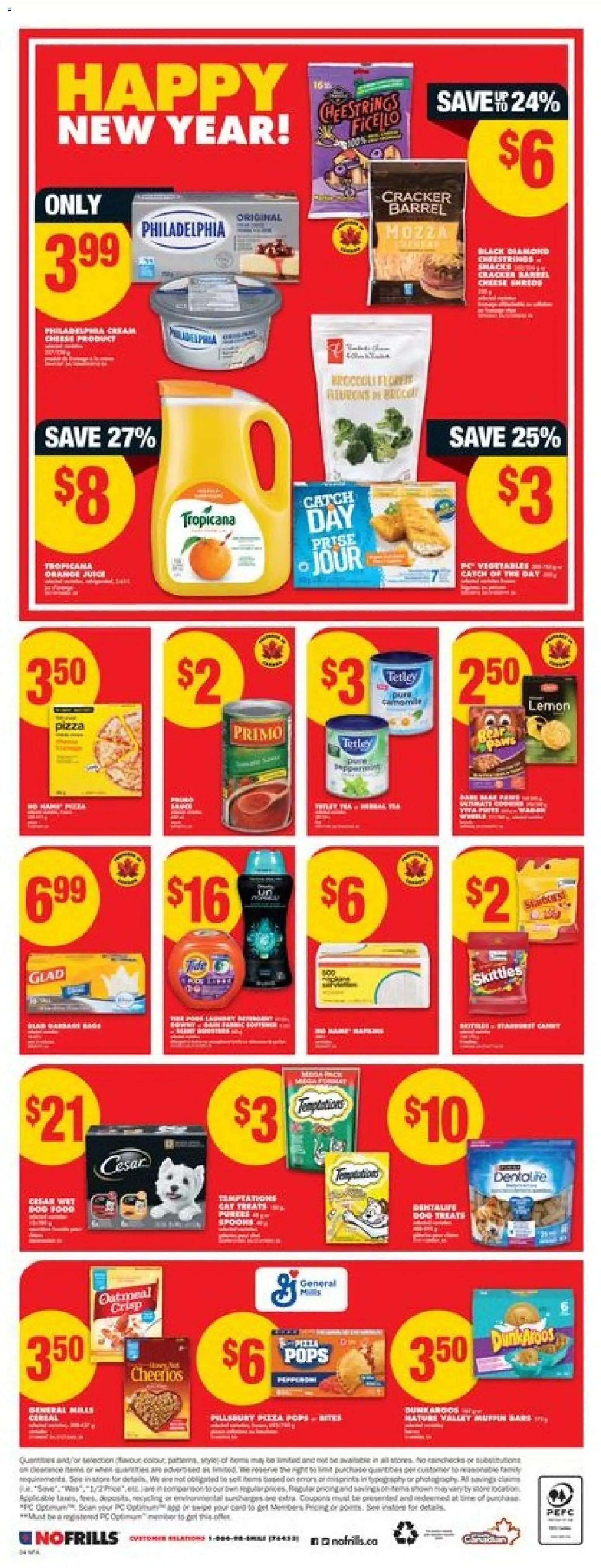 No Frills flyer valid from 25.12.2025 | Page: 4 | Products: Cookies, Detergent, Cheese, Juice