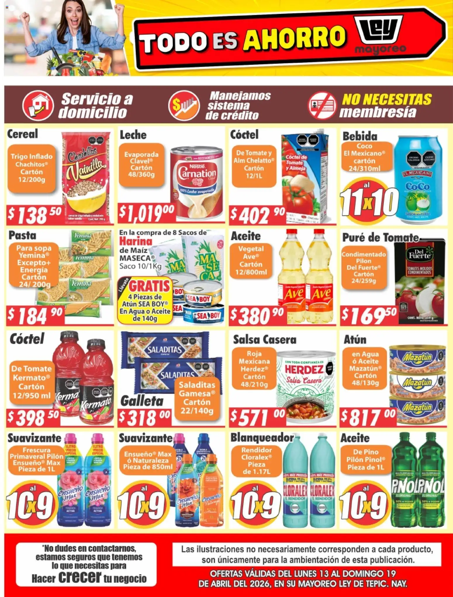 Nuevas ofertas de Casa Ley válidas en toda la República Mexicana desde el 13.04.2026. ¡Encuentra las mejores ofertas en Casa Ley folleto Tepic! | Página: 2 | Productos: Maíz, Harina, Tomate, Pure de Tomate