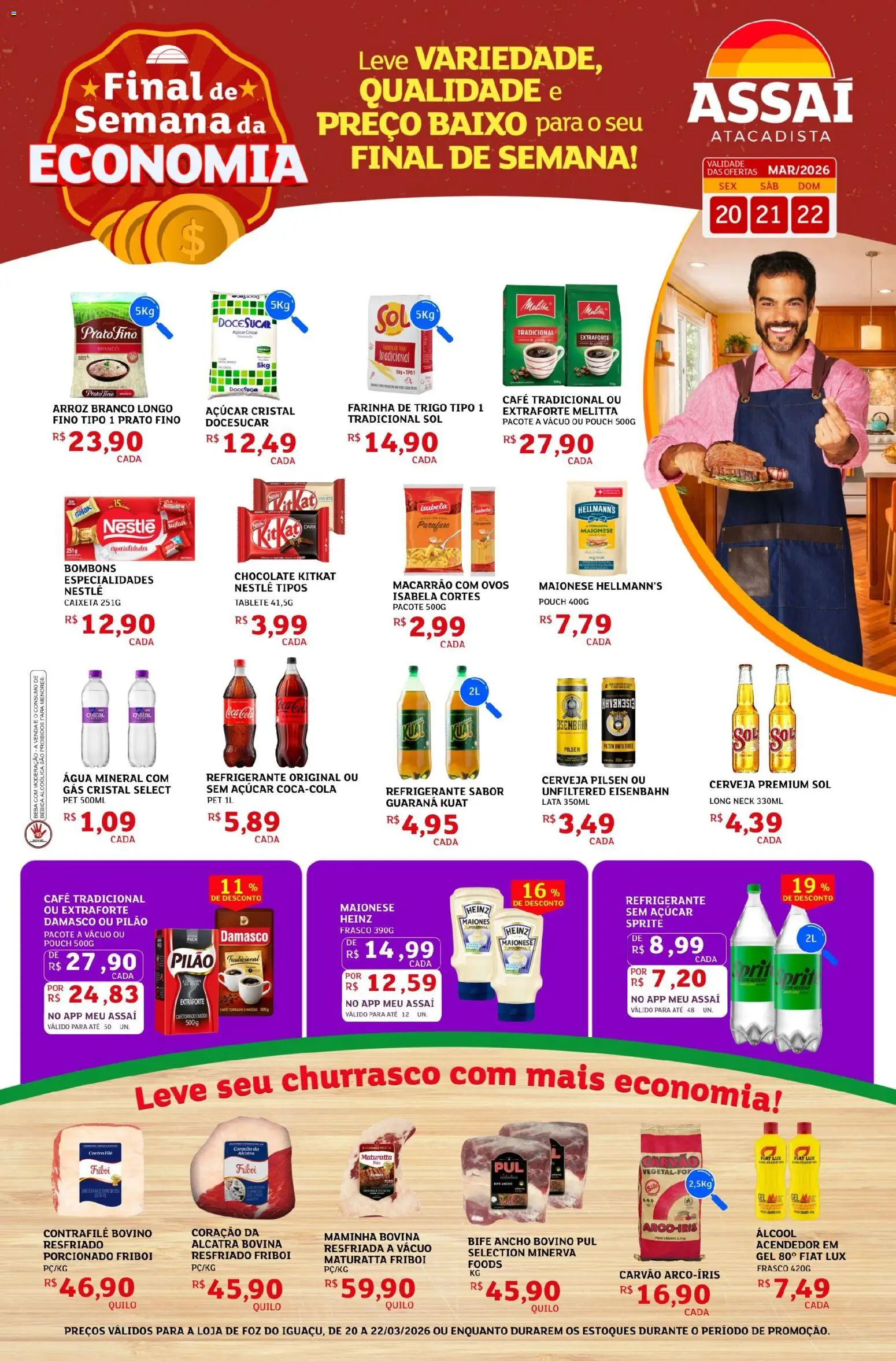 Assaí Atacadista Folheto - válido de 20.03.2026 | Página: 1 | Produtos: Guaraná, Farinha de trigo, Alcatra, Café