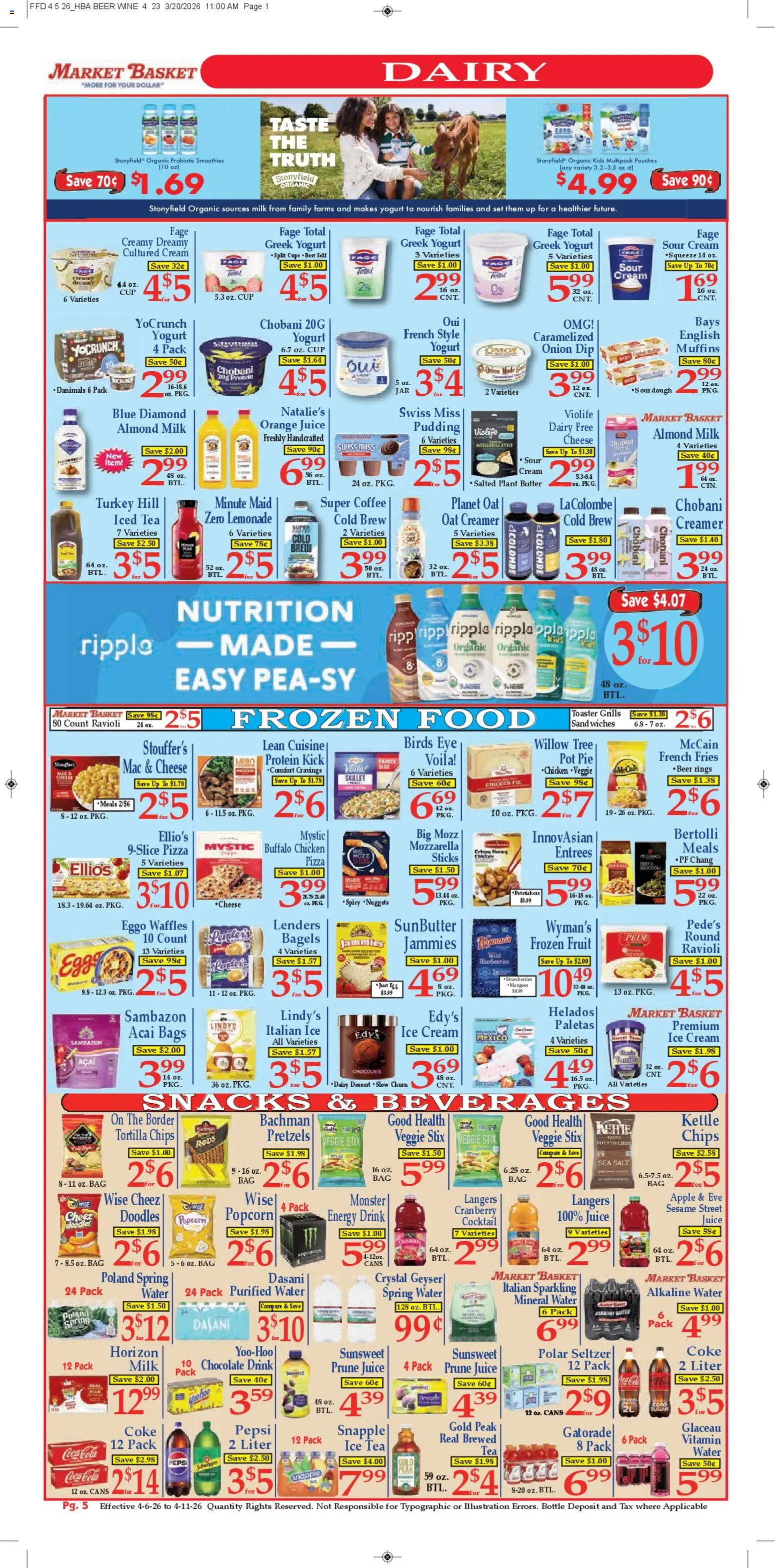 Market Basket Ad - valid from 05.04.2026 | Page: 5 | Products: Toaster, Pizza, Wine, Salt