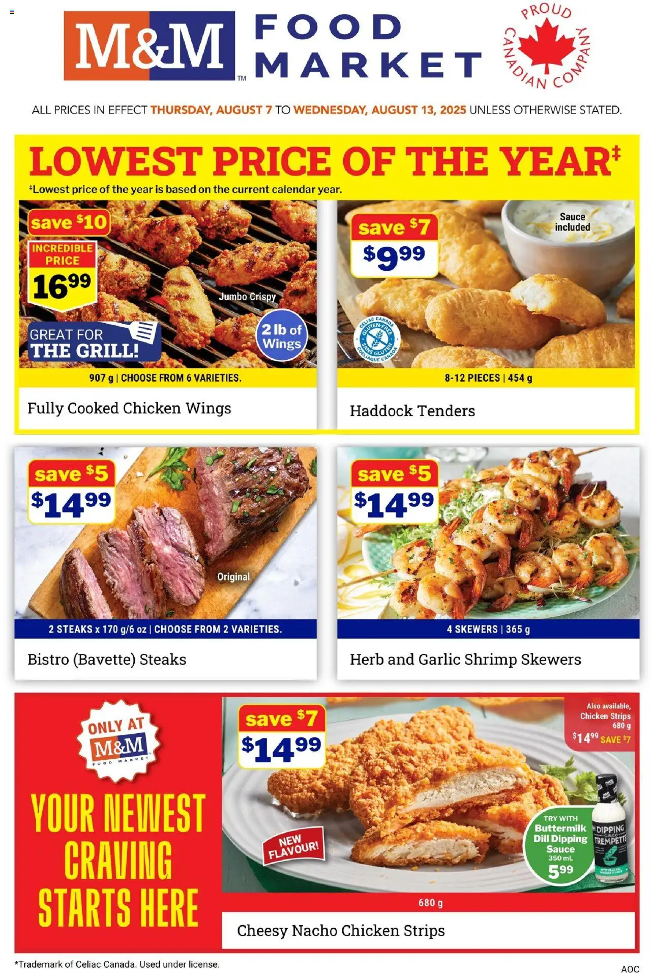 M&M Food Market flyer valid from 07.08.2025 | Page: 1 | Products: Chicken wings, Grill, Chicken