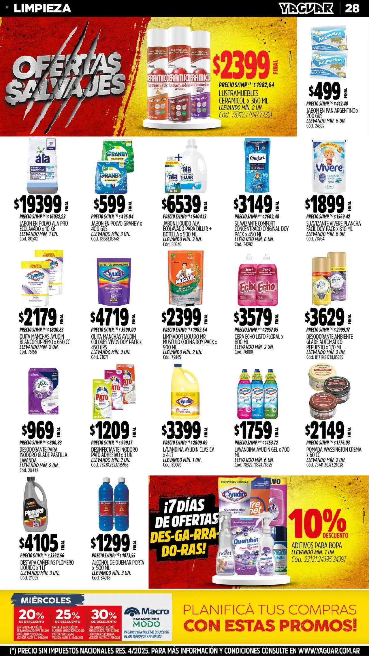 Yaguar - Tigre │ válido desde el 11.08.2025 | Página: 16 | Productos: Antigrasa, Jabón líquido, Suavizante, Limpiador