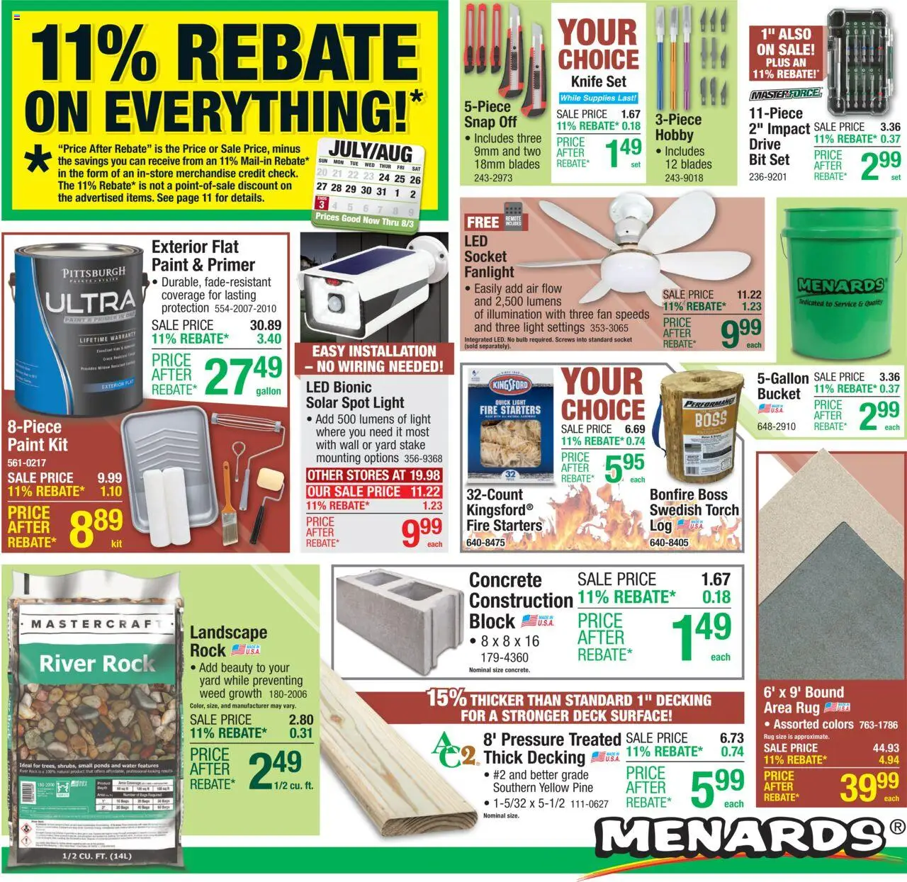Menards Weekly Ad - valid from 23.07.2025 | Page: 1 | Products: Socket, Water, Fan