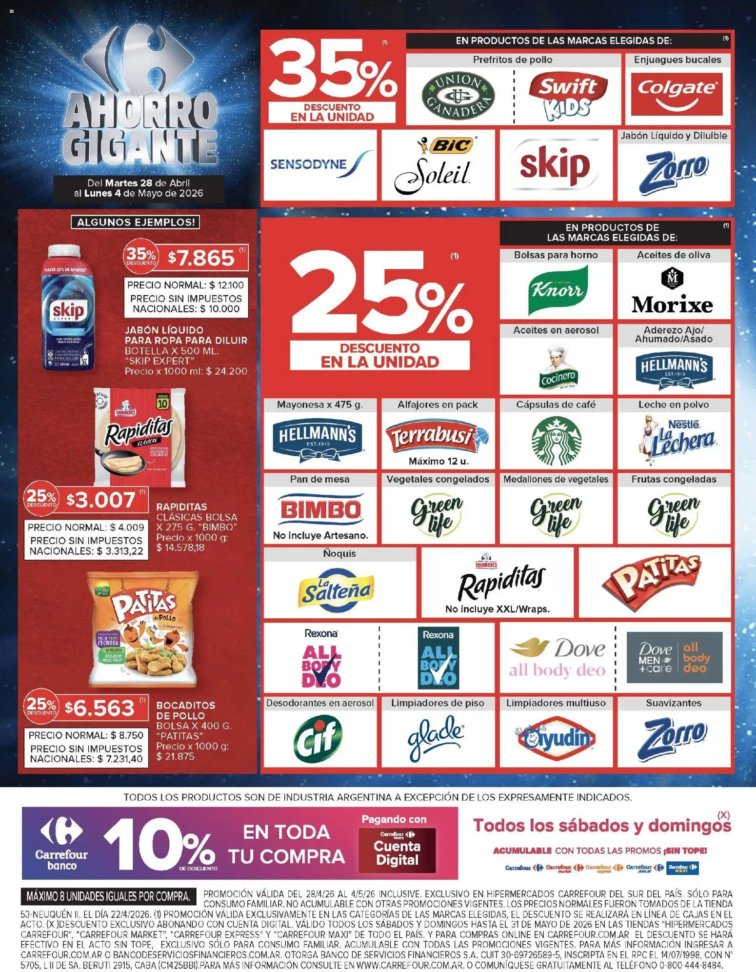 Carrefour - Carrefour Hiper │ válido desde el 28.04.2026 | Página: 7 | Productos: Botella, Banco, Leche en polvo, Mayonesa