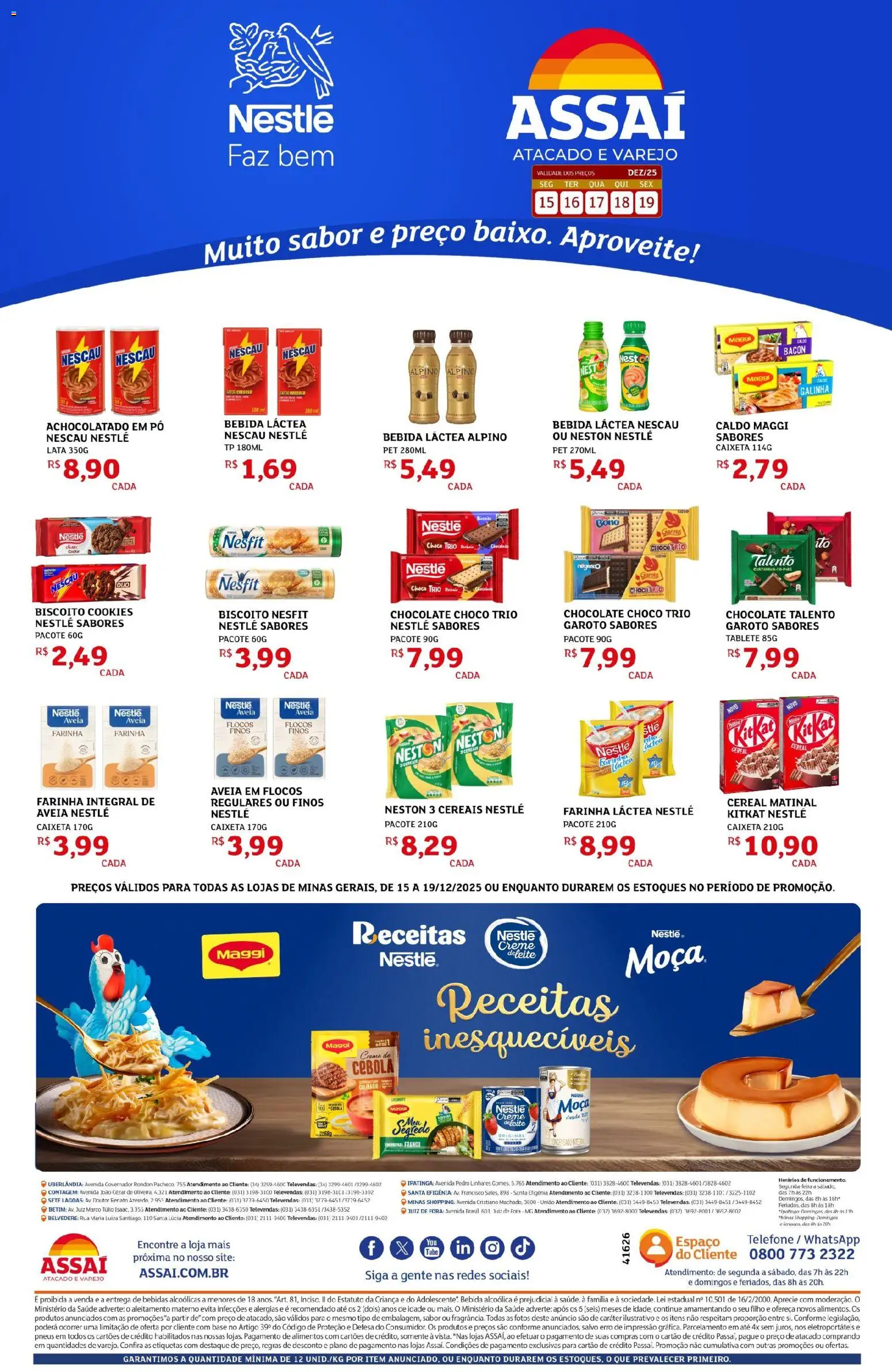 Assaí Atacadista Folheto - válido de 15.12.2025 | Página: 1 | Produtos: Bebida, Aveia, Telefone, Cookies
