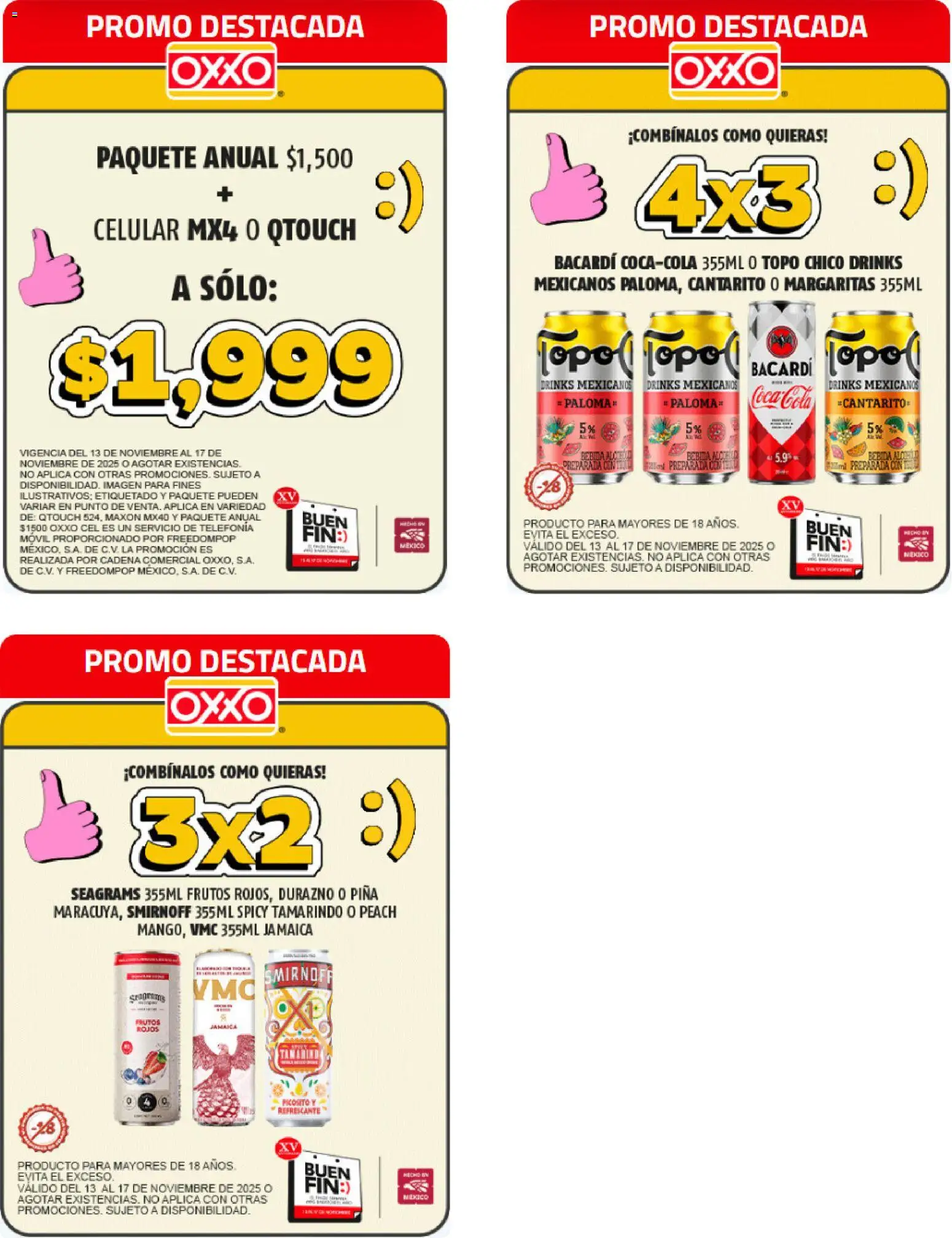 Nuevas ofertas de OXXO válidas en toda la República Mexicana desde el 13.11.2025. ¡Encuentra las mejores ofertas en OXXO Buen Fin ! | Página: 5 | Productos: Durazno, Piña, Movil, Cadena