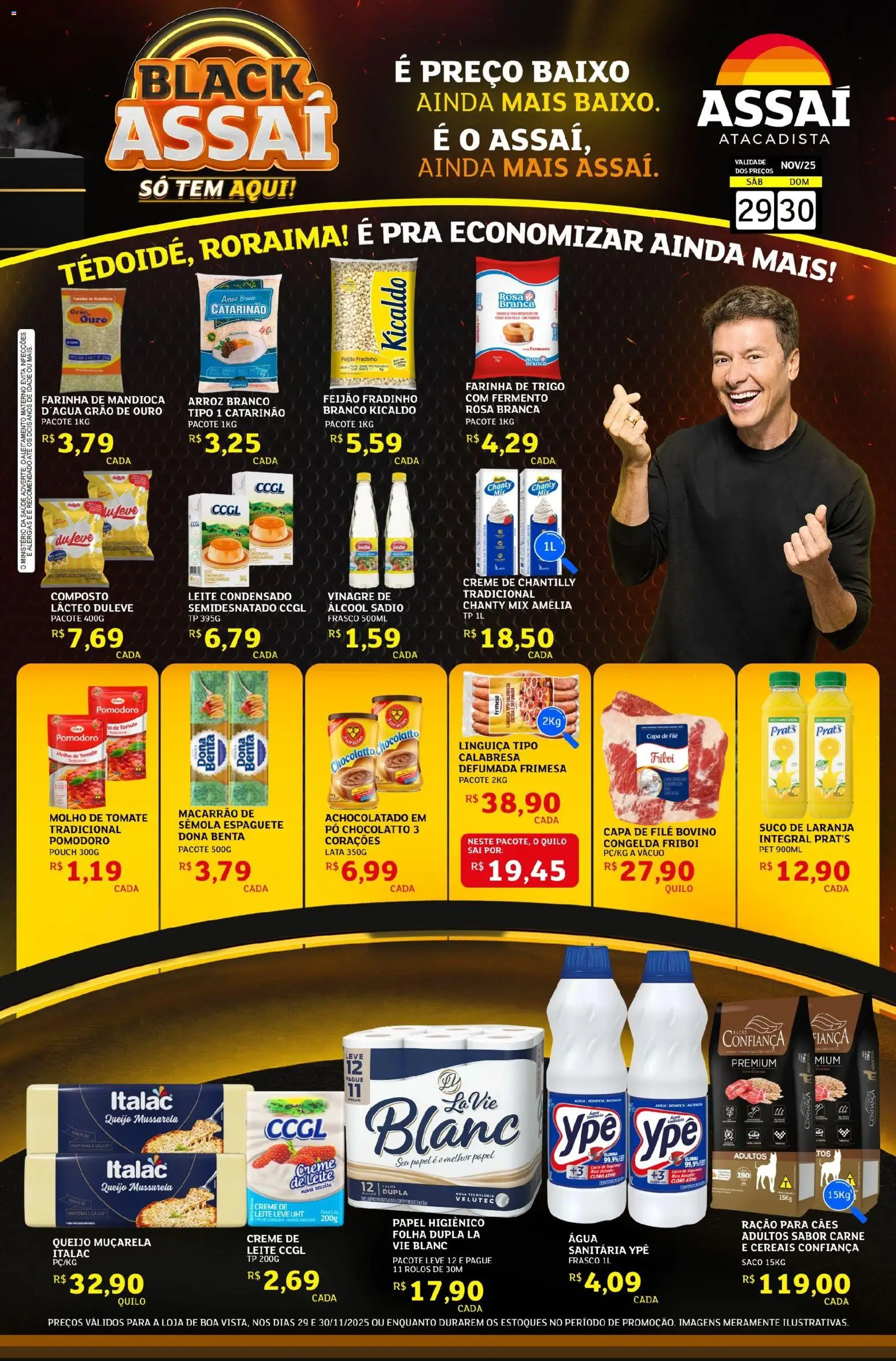 Assaí Atacadista Folheto - válido de 29.11.2025 | Página: 1 | Produtos: Feijão, Linguiça, Muçarela, Arroz