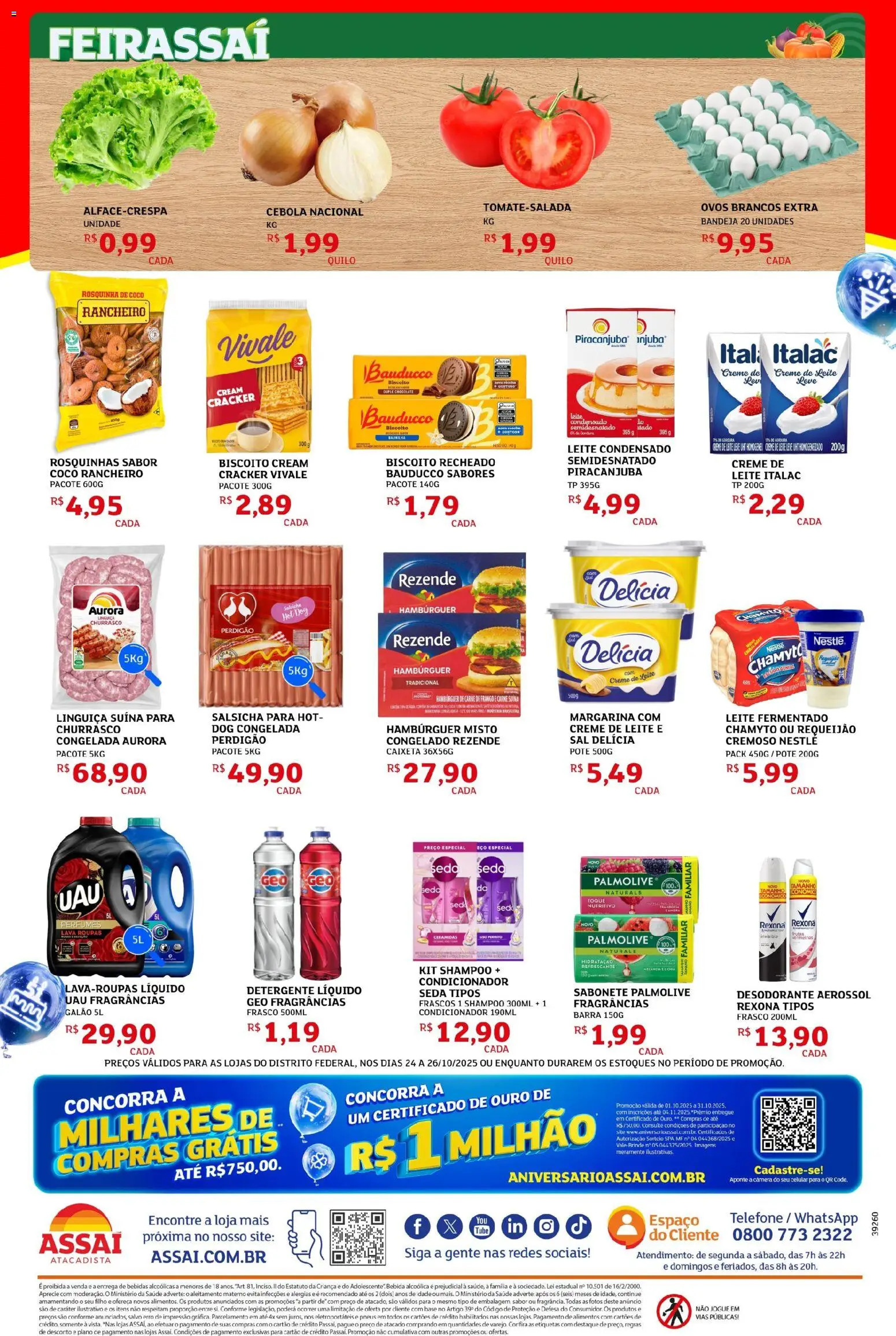 Assaí Atacadista Folheto - válido de 25.10.2025 | Página: 2 | Produtos: Salsicha, Ovos, Chocolate, Carne