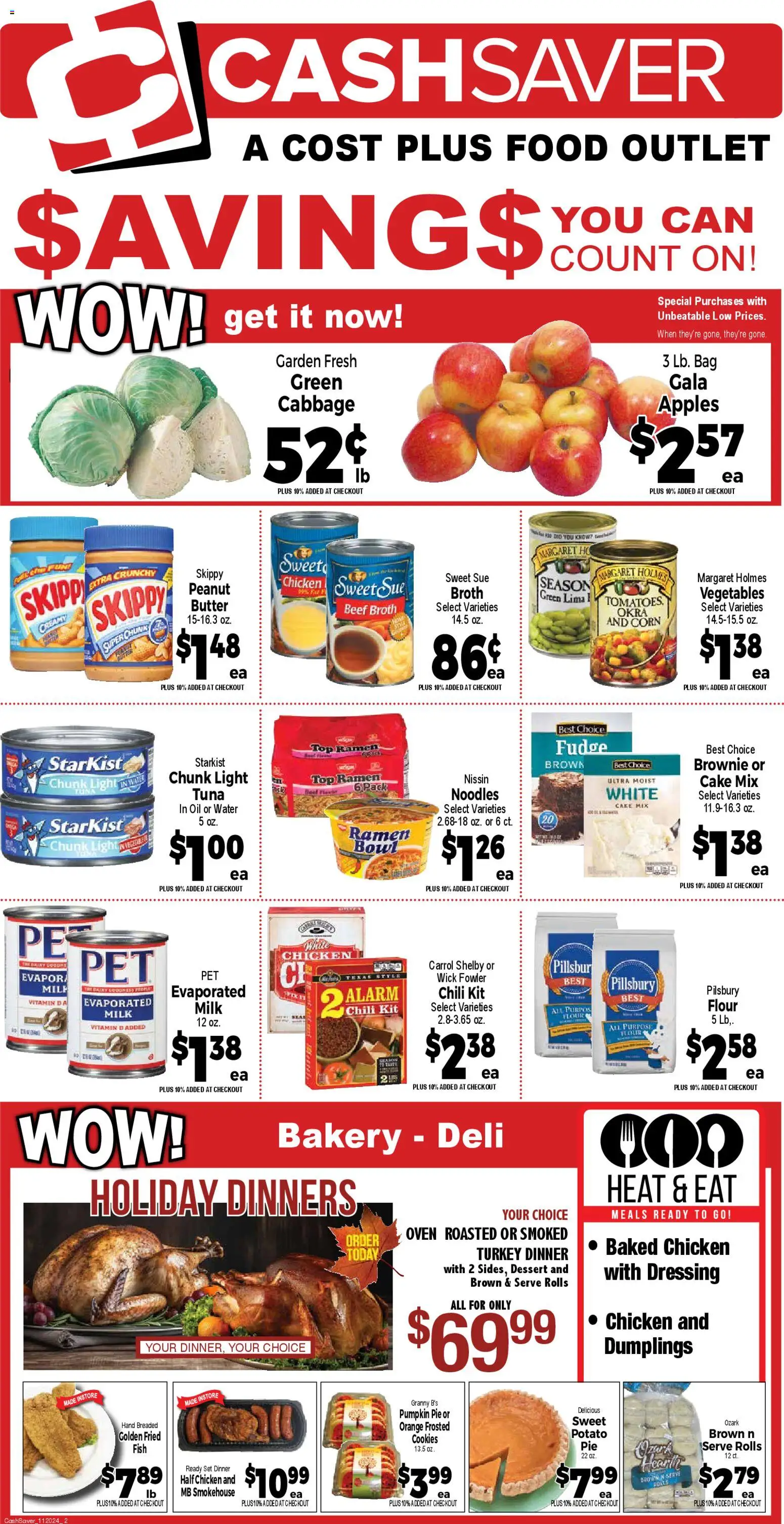 Market Basket Cash Saver - valid from 12.11.2025 | Page: 2 | Products: Butter, Fish, Noodles, Pumpkin Pie