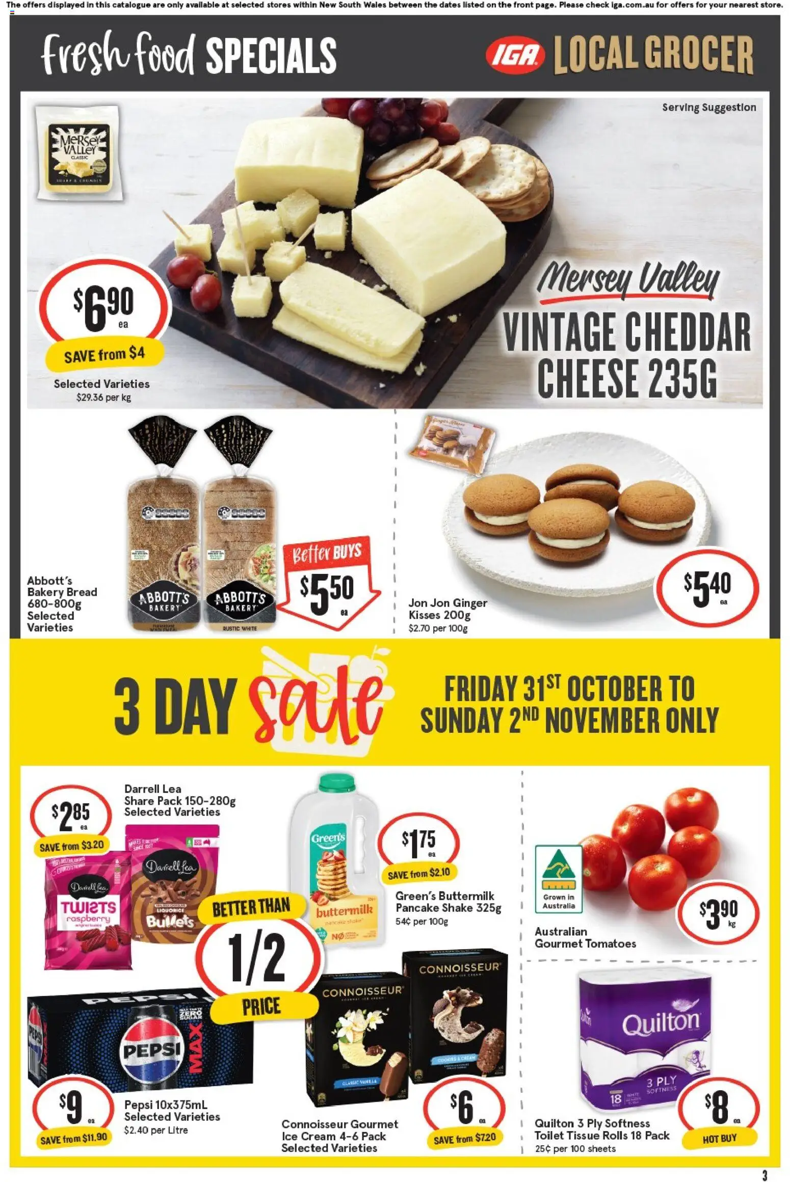 IGA catalogue - valid from 29.10.2025 | Page: 3 | Products: Toilet, Cream, Ice cream, Raspberry