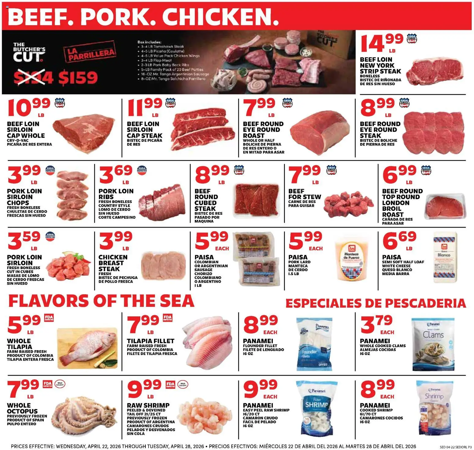 Sedano's Weekly Ad - valid from 22.04.2026 | Page: 3 | Products: Cheese, Beef, Sausage, Cap