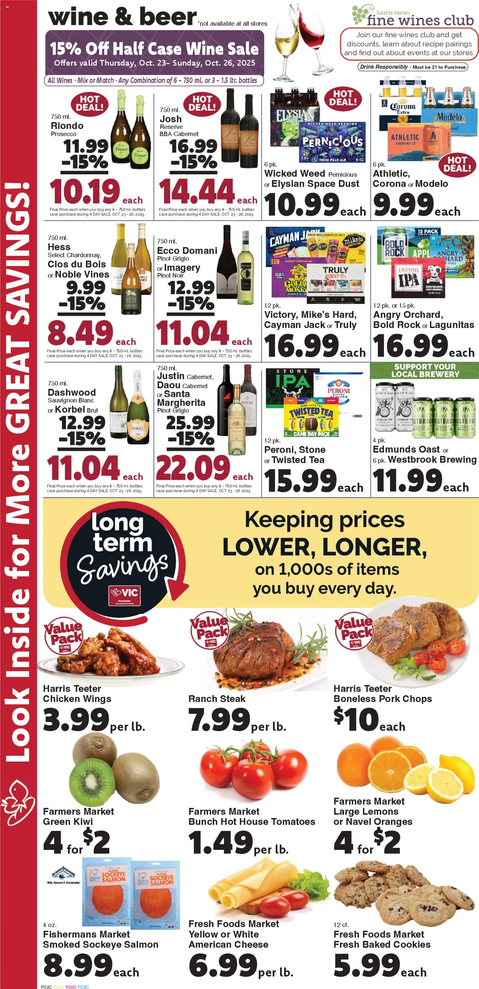 Harris Teeter Weekly Ad - SC - valid from 22.10.2025 | Page: 8 | Products: Wine, Kiwi, Cookies, Case