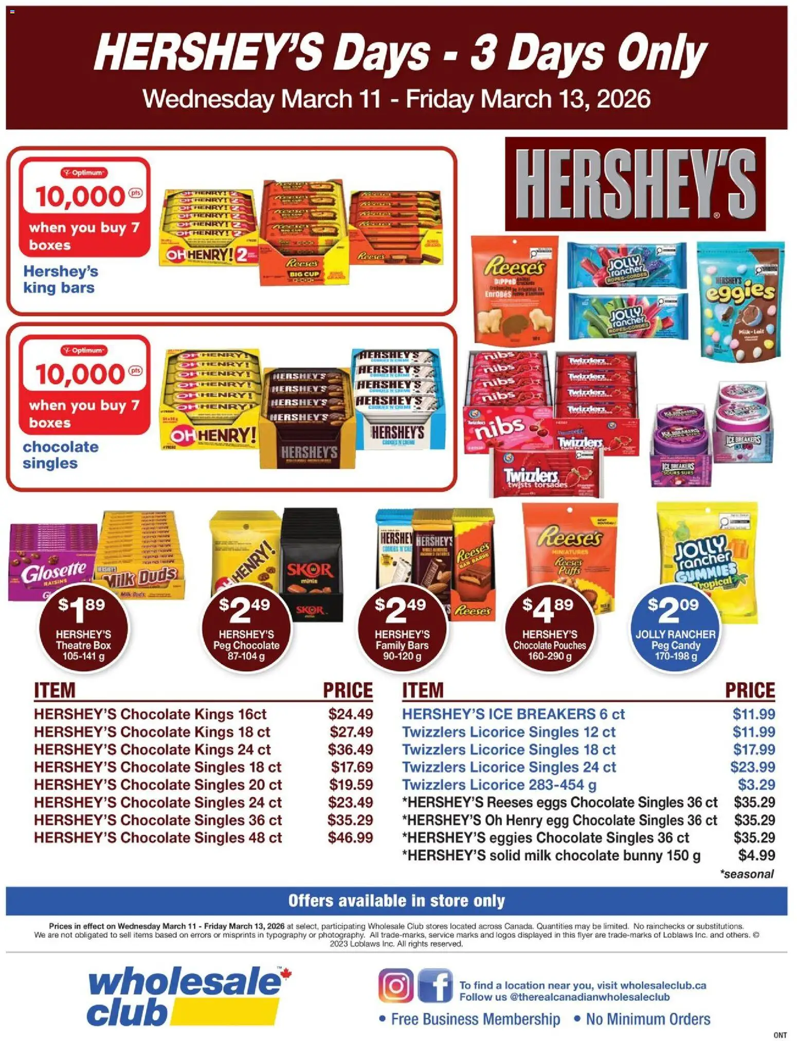 Wholesale Club flyer valid from 11.03.2026 | Page: 1 | Products: Box, Milk, Eggs, Chocolate