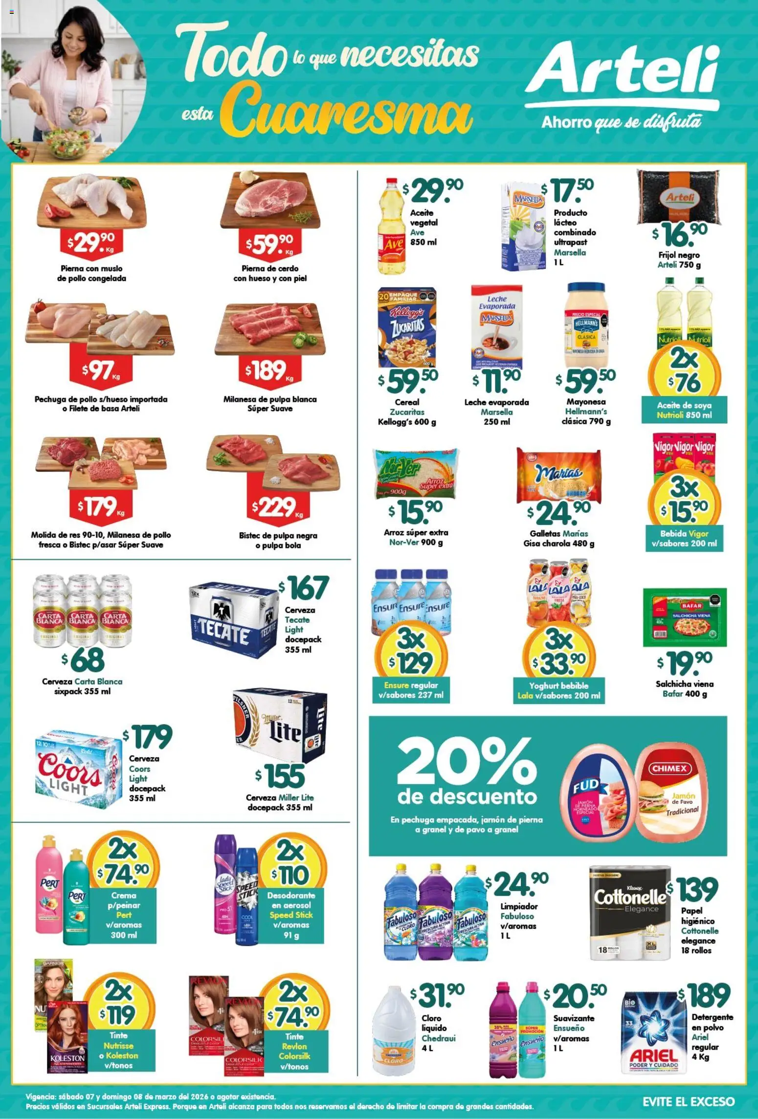 Nuevas ofertas de Arteli válidas en toda la República Mexicana desde el 07.03.2026. ¡Encuentra las mejores ofertas en Arteli folleto Express! | Página: 1 | Productos: Detergente, Res, Limpiador, Polvo