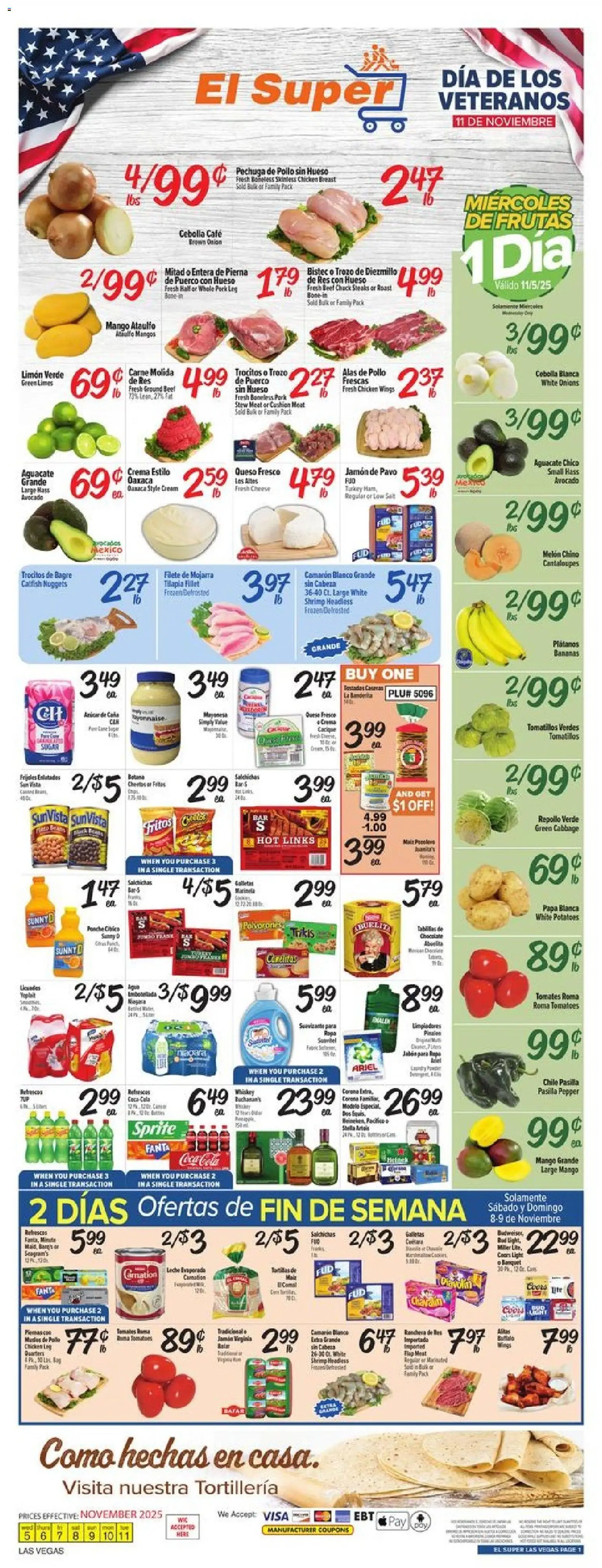 El Super Weekly Ad - NV - valid from 05.11.2025 | Page: 1 | Products: Bananas, Avocado, Cushion, Melon