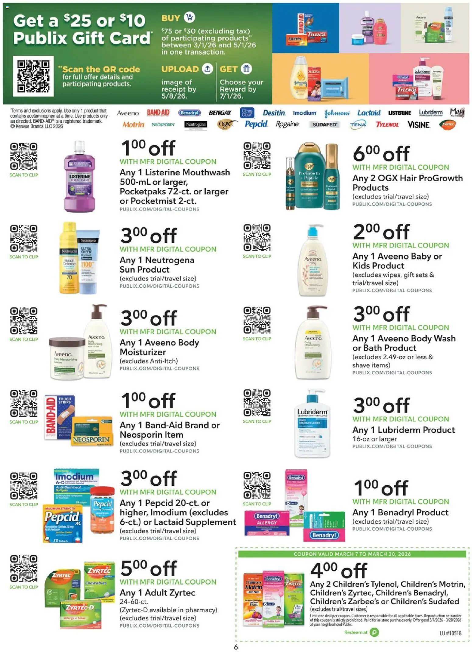Publix Extra Savings - valid from 07.03.2026 | Page: 6 | Products: Clip, Bath, Mouthwash, Body Wash