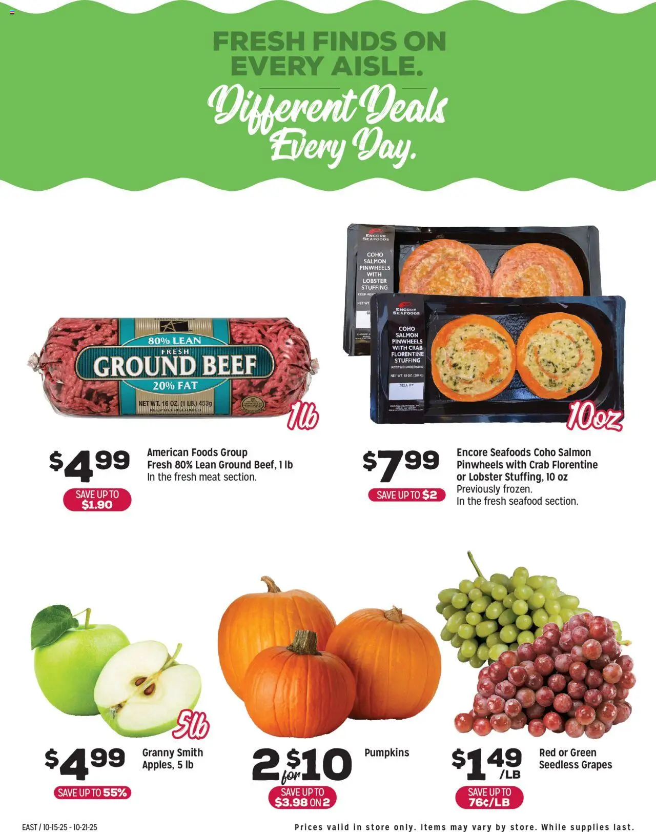 Grocery Outlet Weekly Ad - NJ - valid from 15.10.2025 | Page: 5 | Products: Beef, Seafood, Grapes