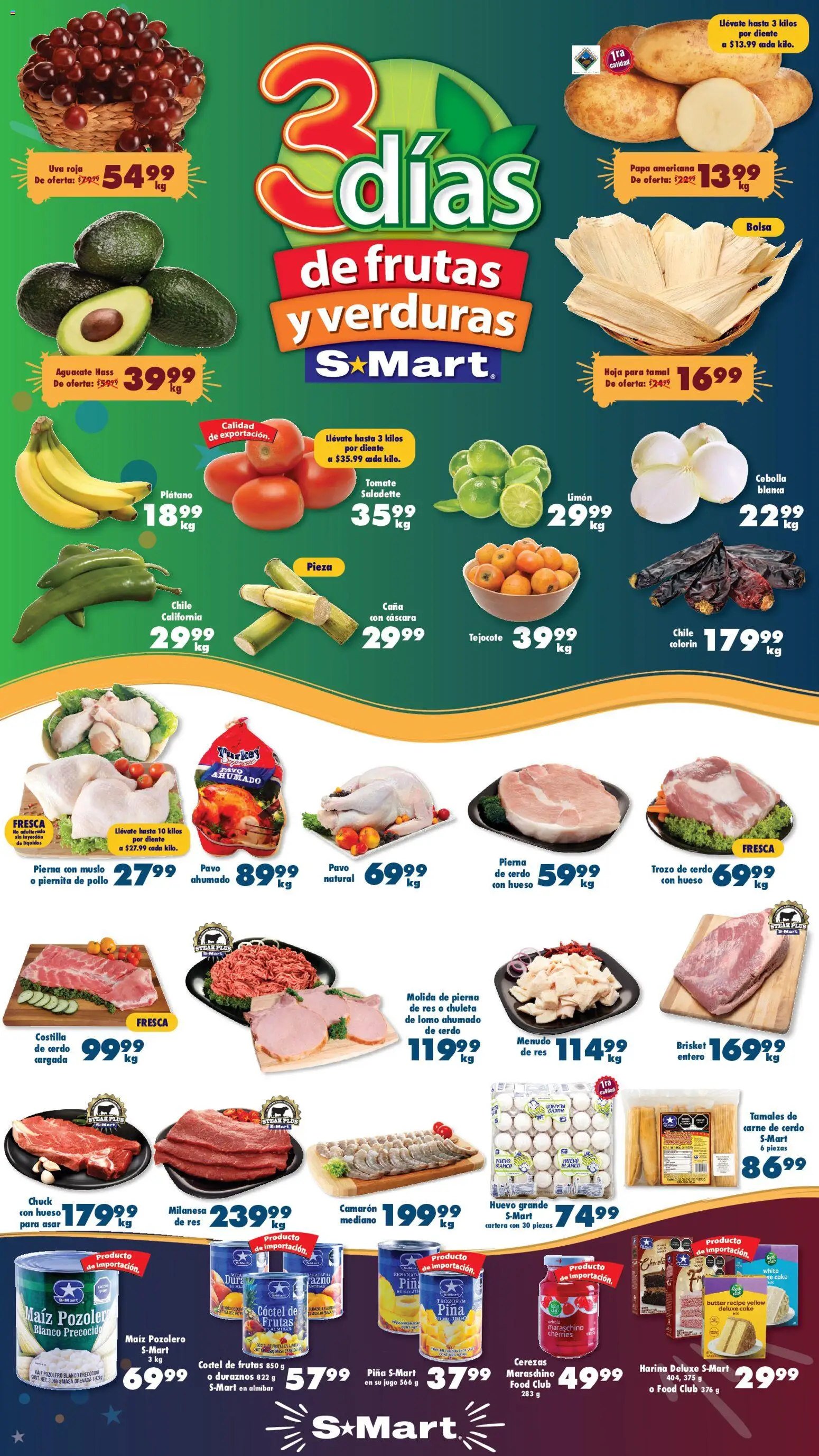 Nuevas ofertas de S-Mart válidas en toda la República Mexicana desde el 30.12.2025. ¡Encuentra las mejores ofertas en S-Mart folleto Juárez! | Página: 1 | Productos: Tomate, Huevo, Cerezas, Cerdo