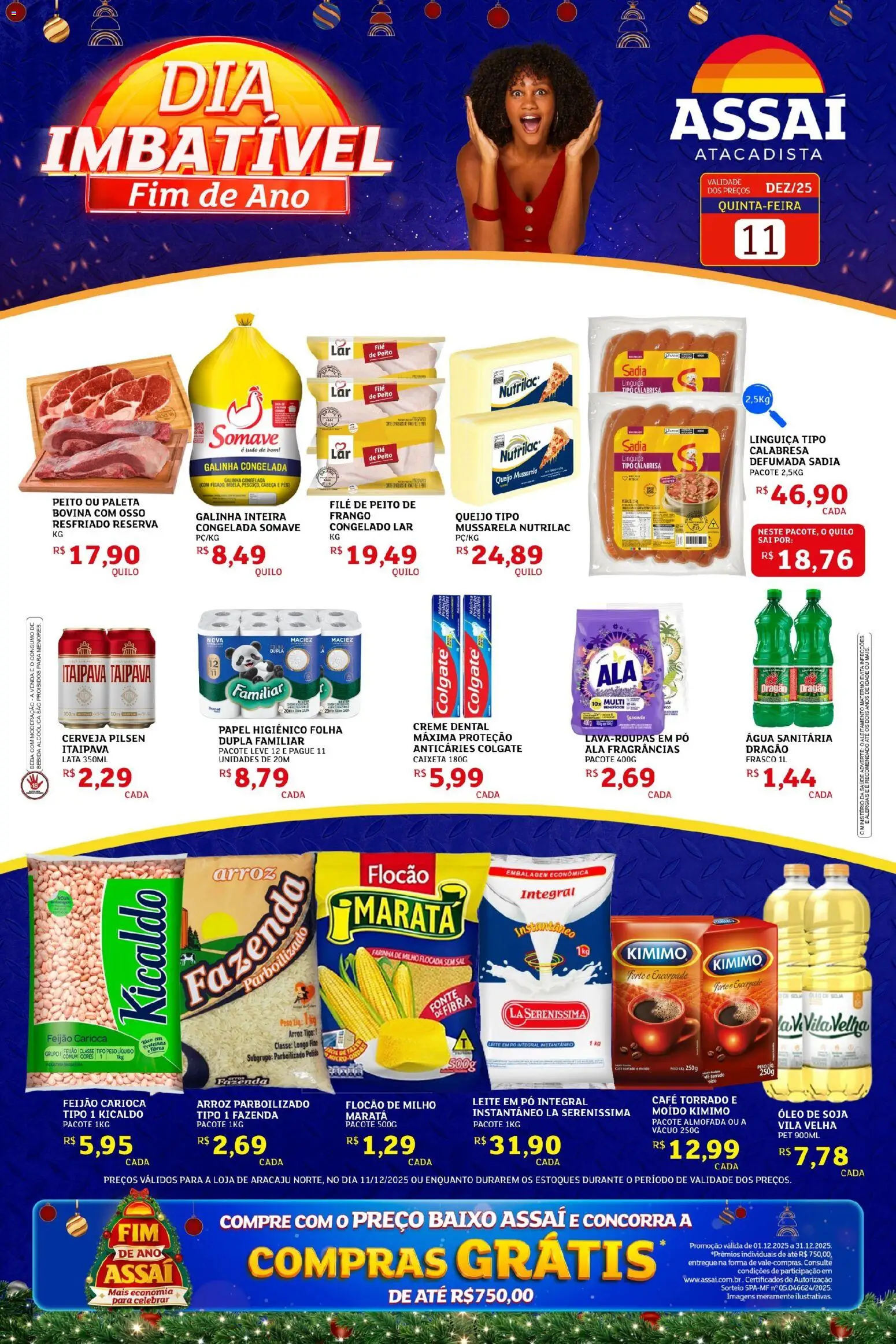 Assaí Atacadista Folheto - válido de 11.12.2025 | Página: 1 | Produtos: Feijão, Almofada, Creme, Água sanitária