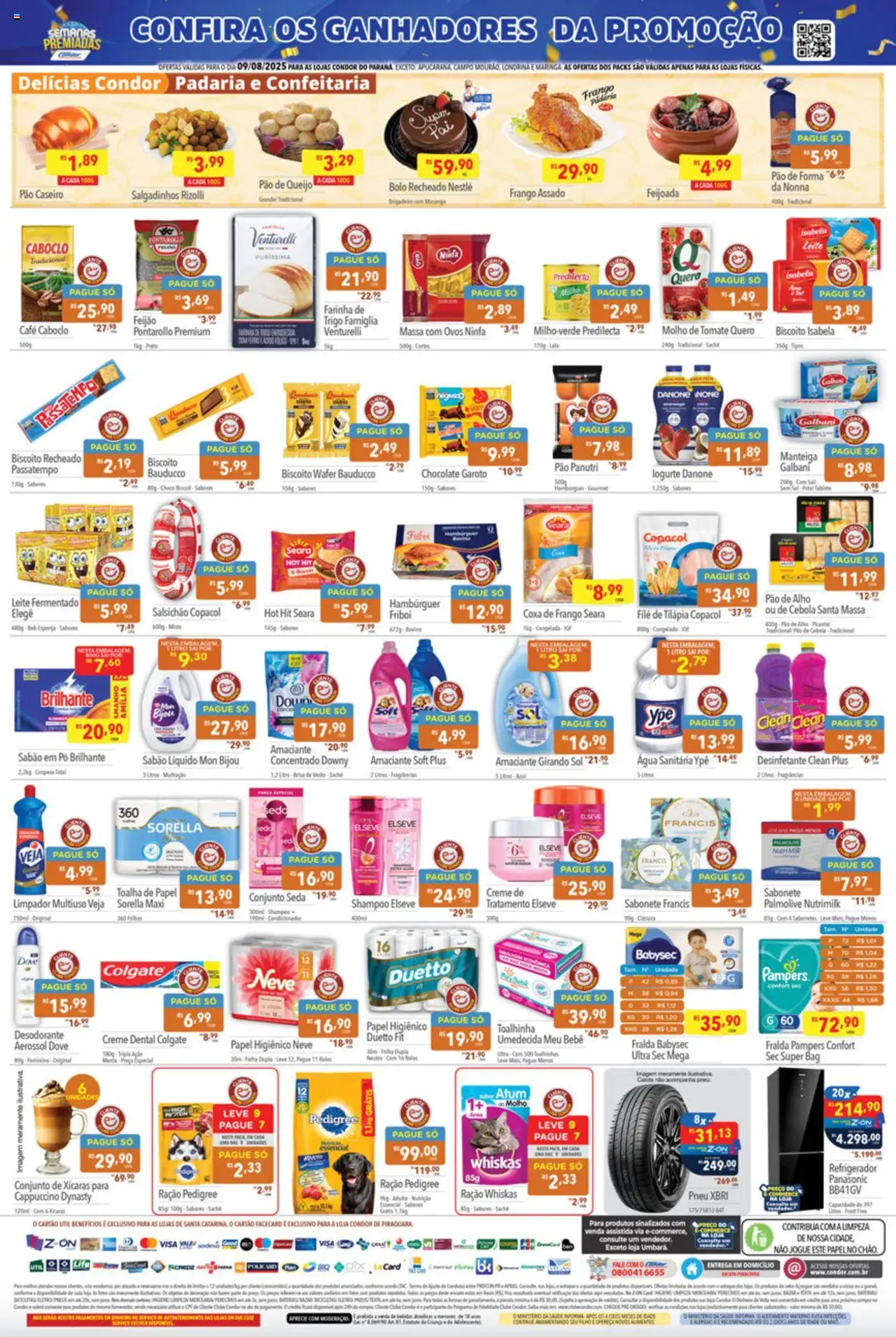 Supermercados Condor Folheto - válido de 09.08.2025 | Página: 2 | Produtos: Pao de alho, Dove, Creme dental, Desinfetante