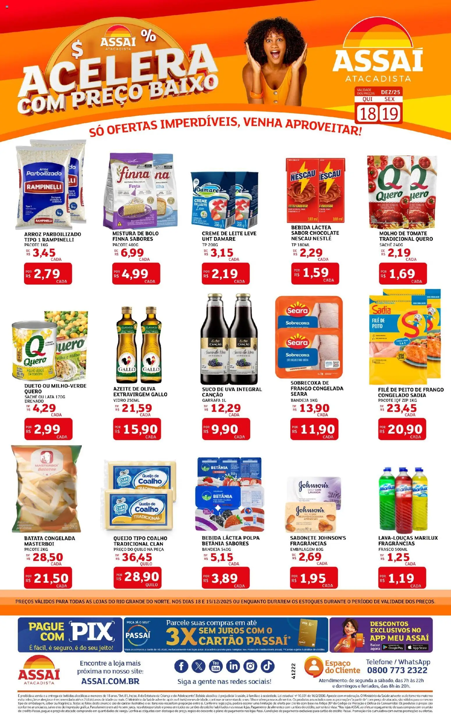 Assaí Atacadista Folheto - válido de 18.12.2025 | Página: 1 | Produtos: Pneus, Bebida, Creme de leite, Peito de frango