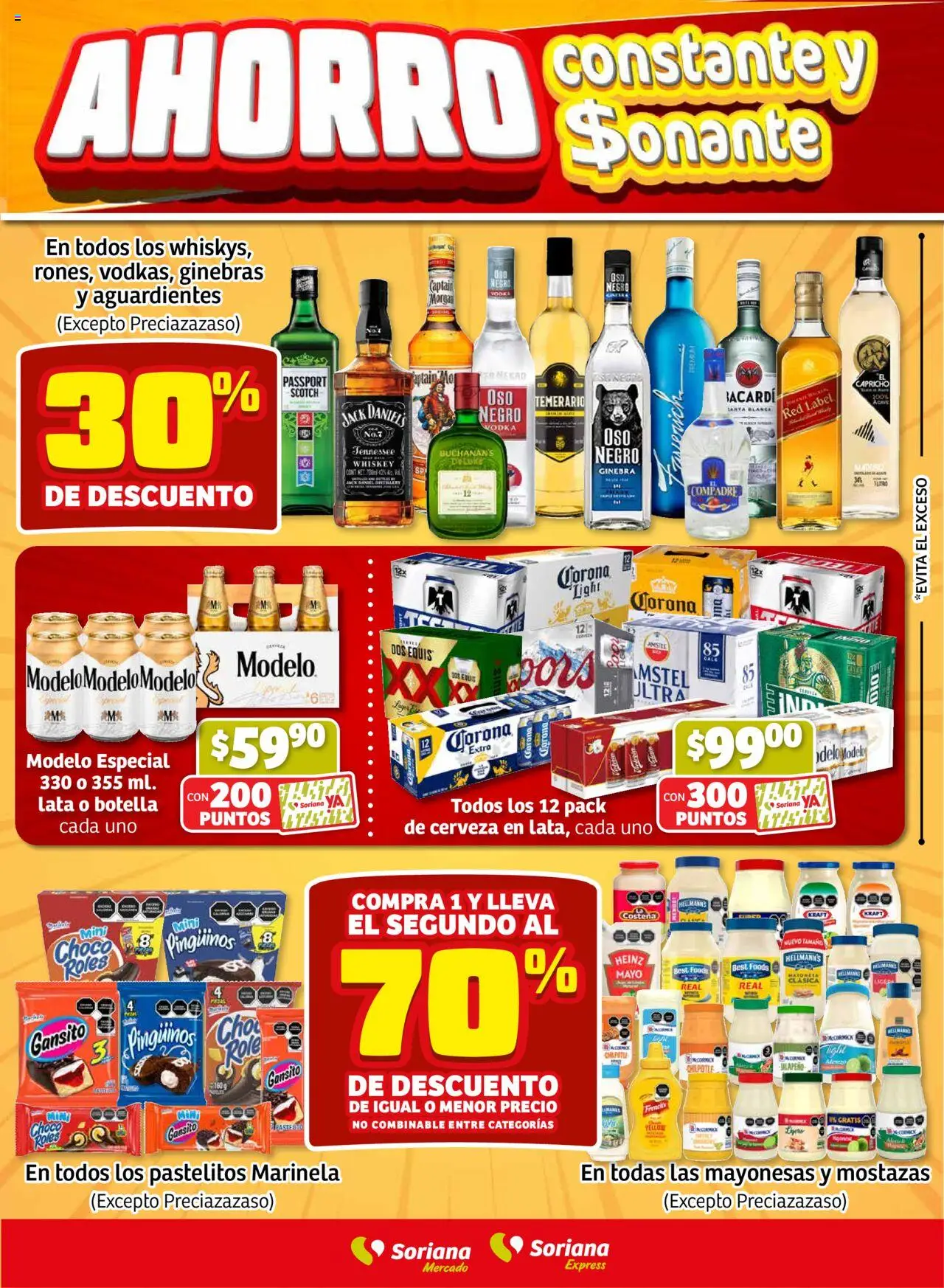 Nuevas ofertas de Soriana válidas en toda la República Mexicana desde el 21.08.2025. ¡Encuentra las mejores ofertas en Soriana - Fin de Semana Mercado: Ags, Nay, Jal, Qro, Col, Mich, Gto, Hgo, Tlax, Mor, Pue, Gro, Oax, Edo. de Mex, CDMX, Zac y SLP! | Página: 2 | Productos: Whiskey, Cerveza, Ginebra, Botella