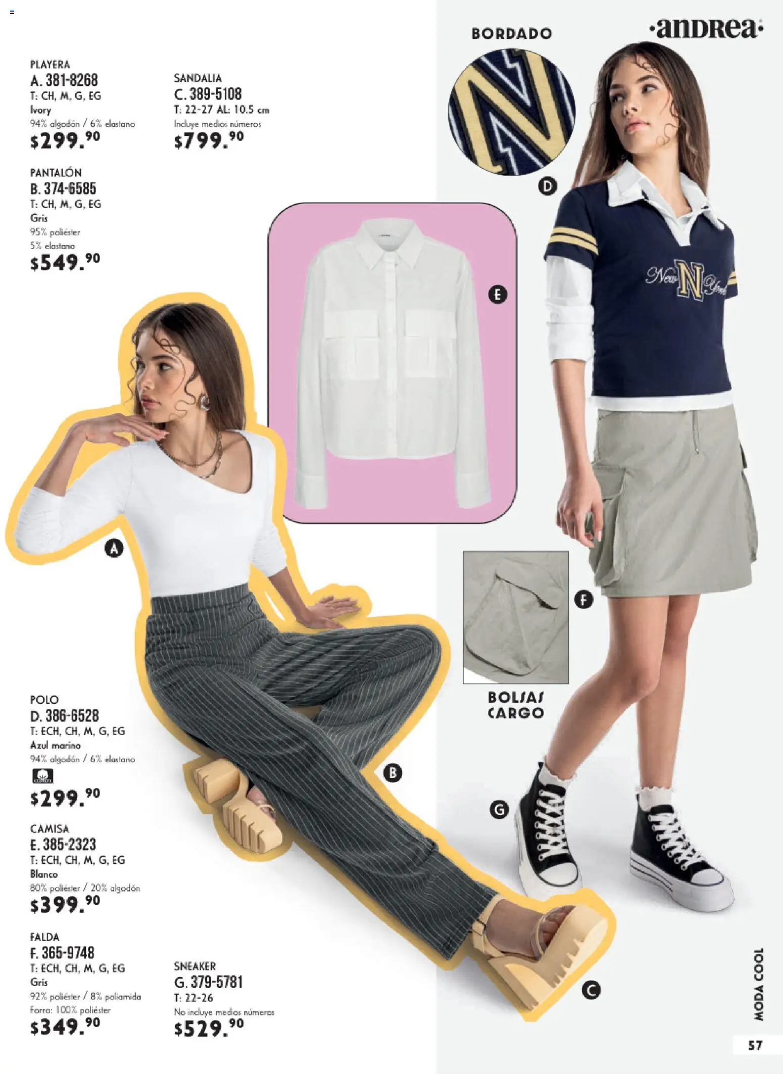 Nuevas ofertas de Andrea válidas en toda la República Mexicana desde el 25.01.2026. ¡Encuentra las mejores ofertas en Andrea catálogo Vestir! | Página: 57 | Productos: Camisa, Algodón, Playera, Falda